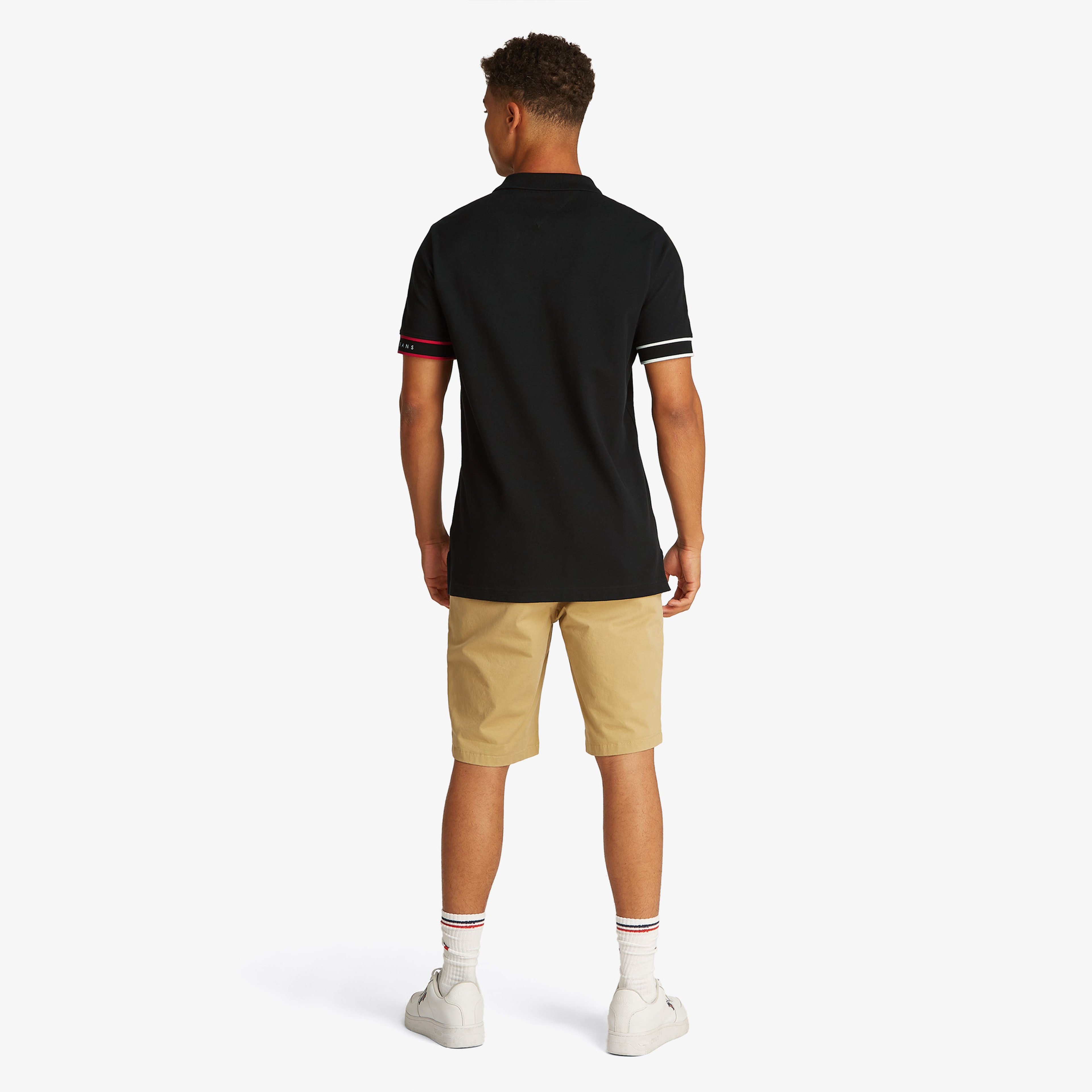 Tommy Jeans Slim Flag Cuff Ext Erkek Siyah Polo