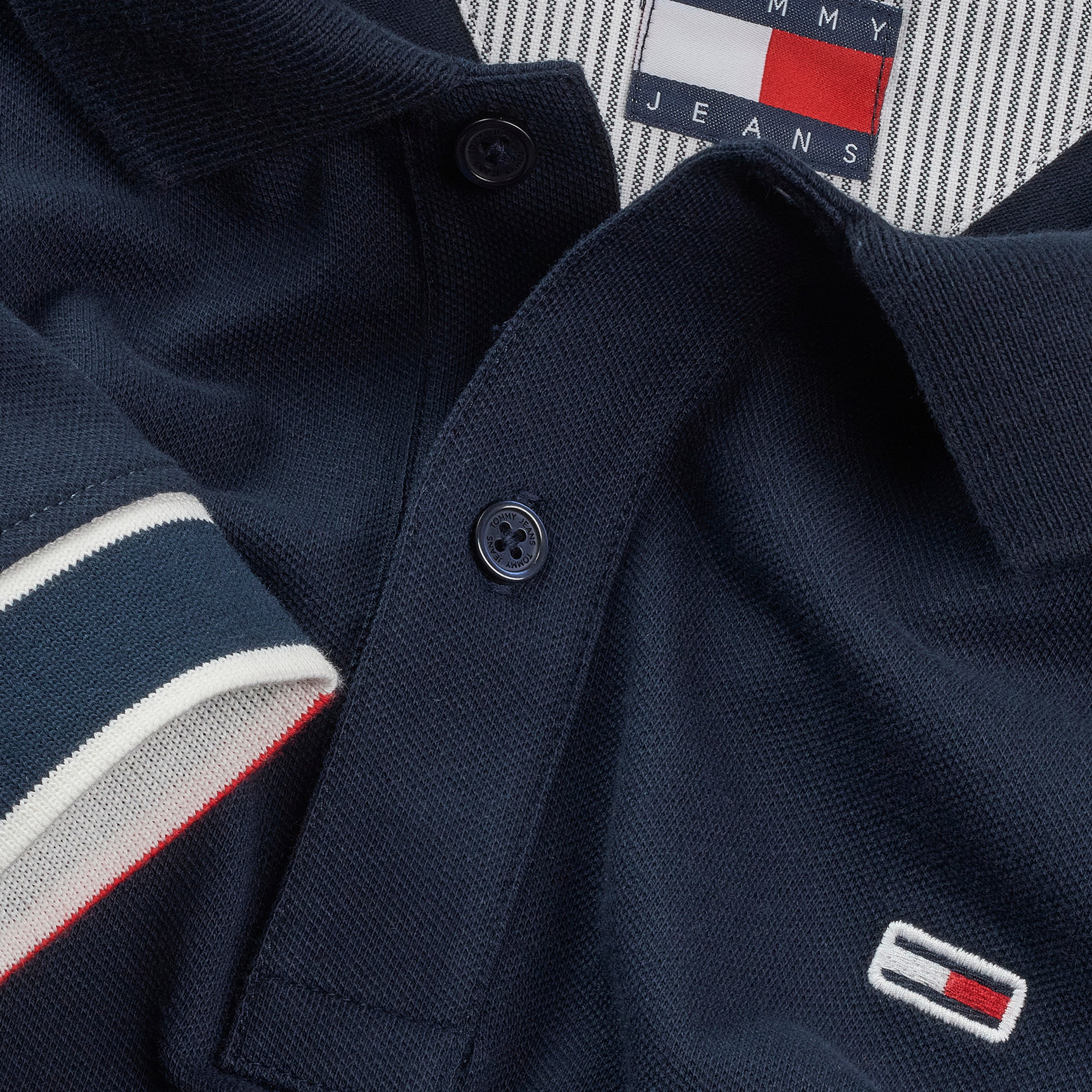 Tommy Jeans Slim Flag Cuff Ext Erkek Lacivert Polo