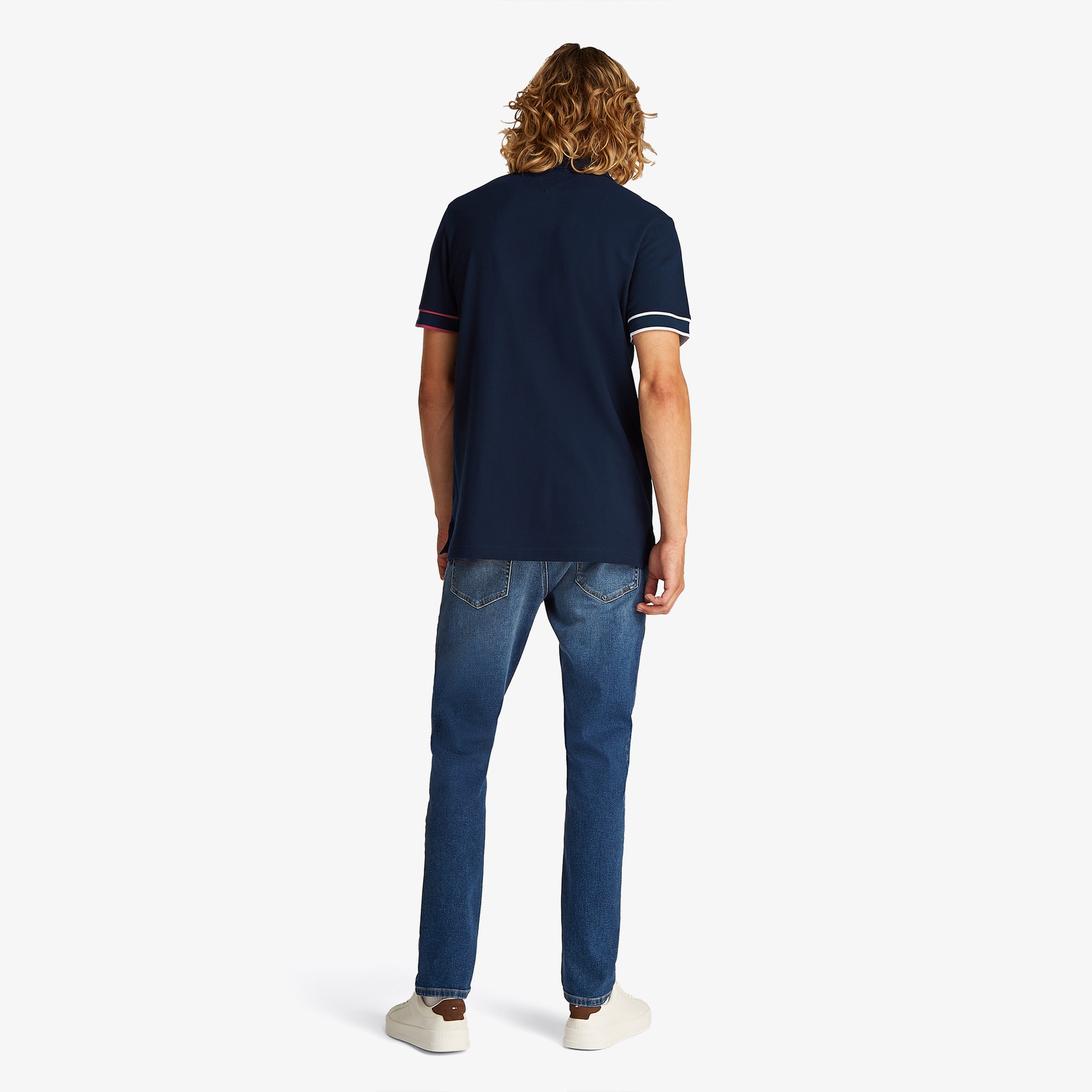 Tommy Jeans Slim Flag Cuff Ext Erkek Lacivert Polo