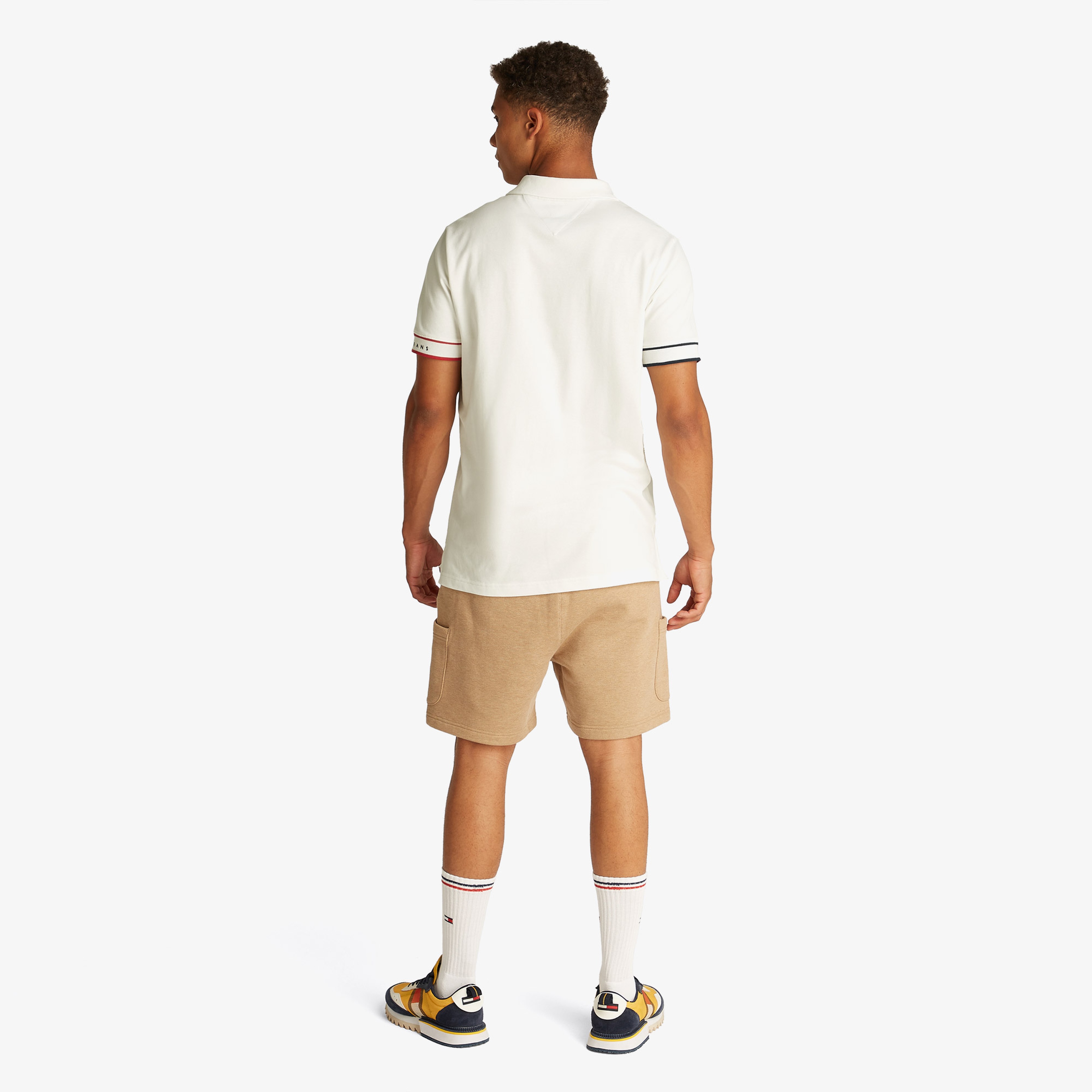 Tommy Jeans Slim Flag Cuff Ext Erkek Beyaz Polo