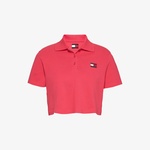 Tommy Jeans Crop Badge Kadın Pembe Polo