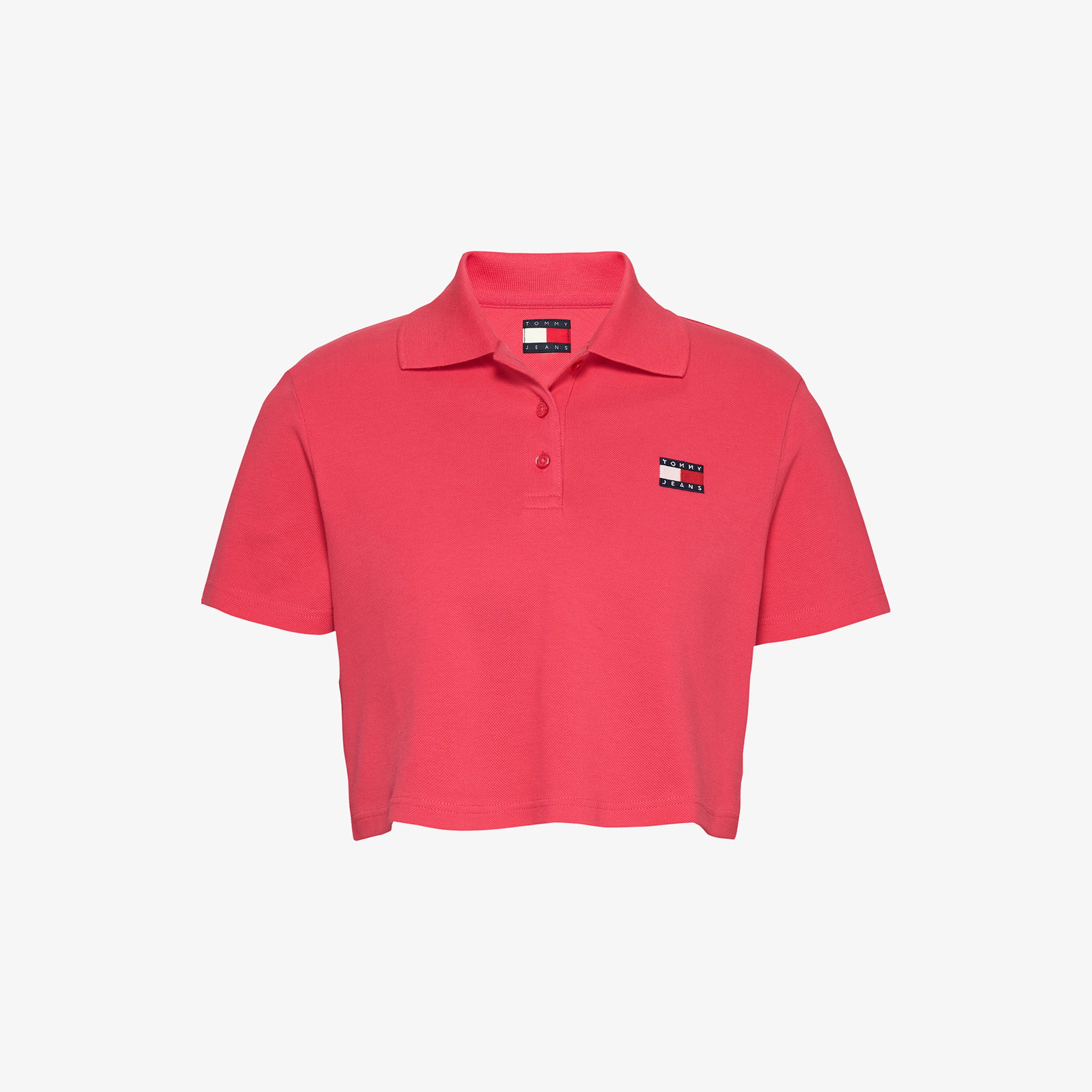 Tommy Jeans Crop Badge Kadın Pembe Polo