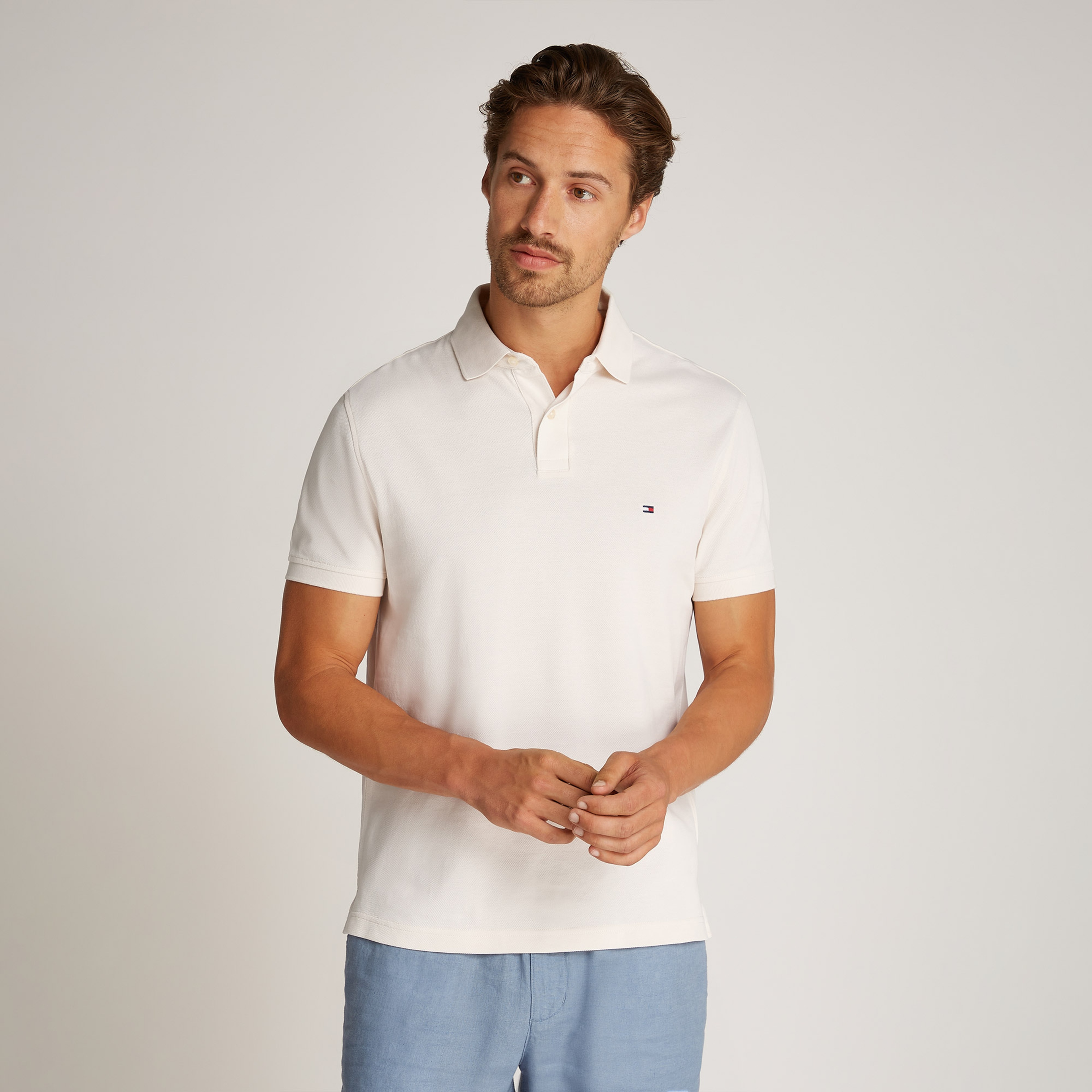 Tommy Hilfiger 1985 Regular Erkek Krem Rengi Polo