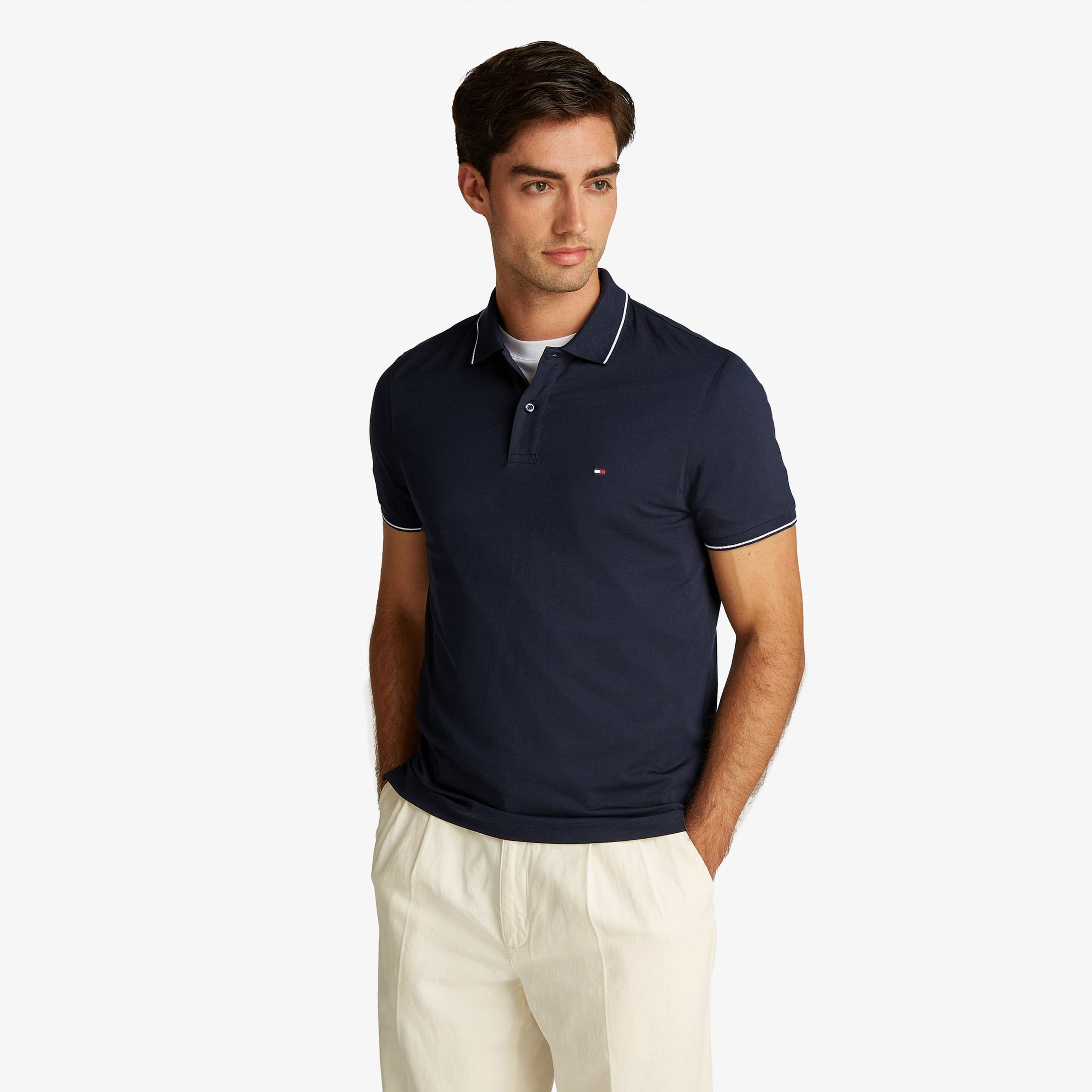 Tommy Hilfiger Performance Jersey Reg Erkek Mavi Polo
