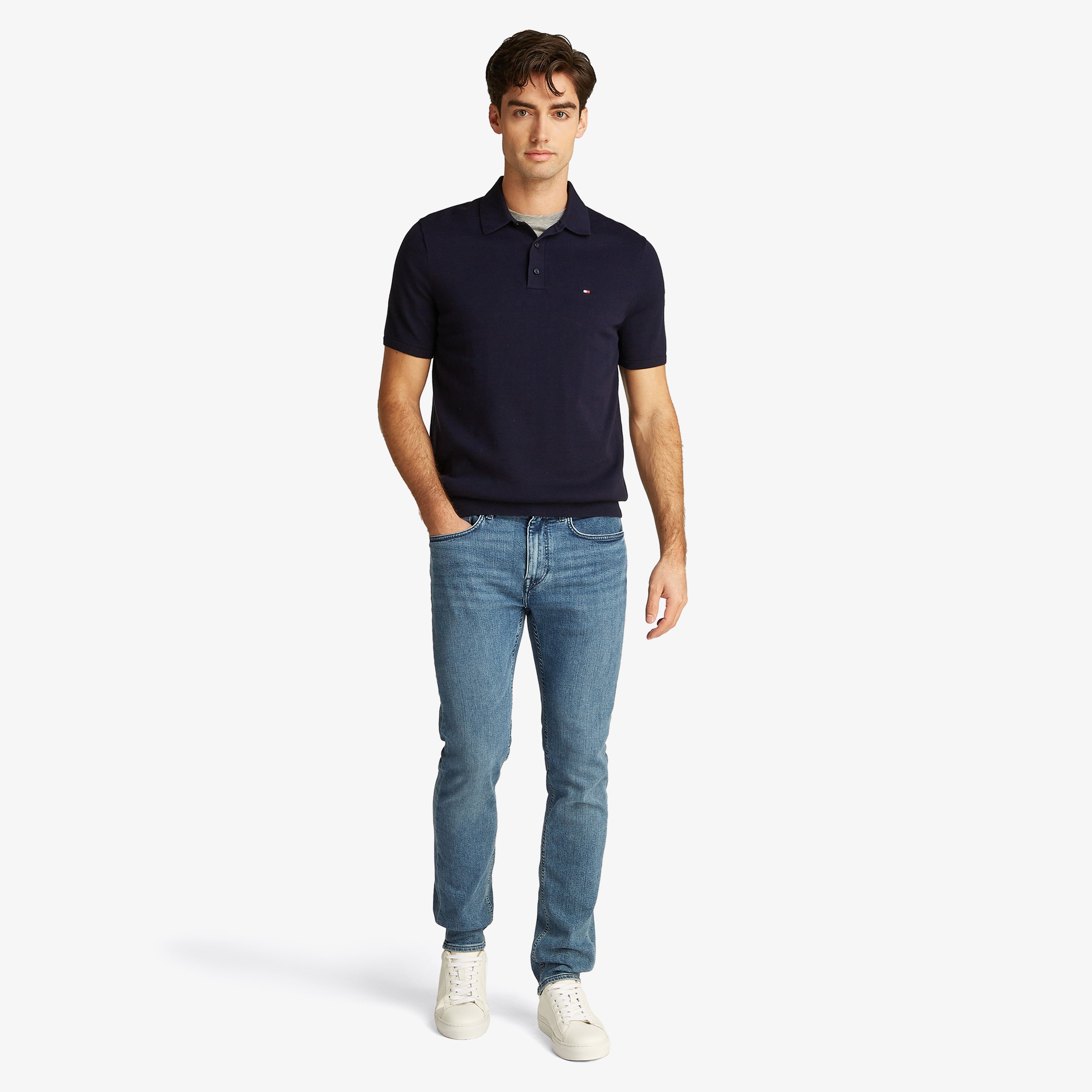 Tommy Hilfiger Essential Cotton Knitted Erkek Lacivert Polo