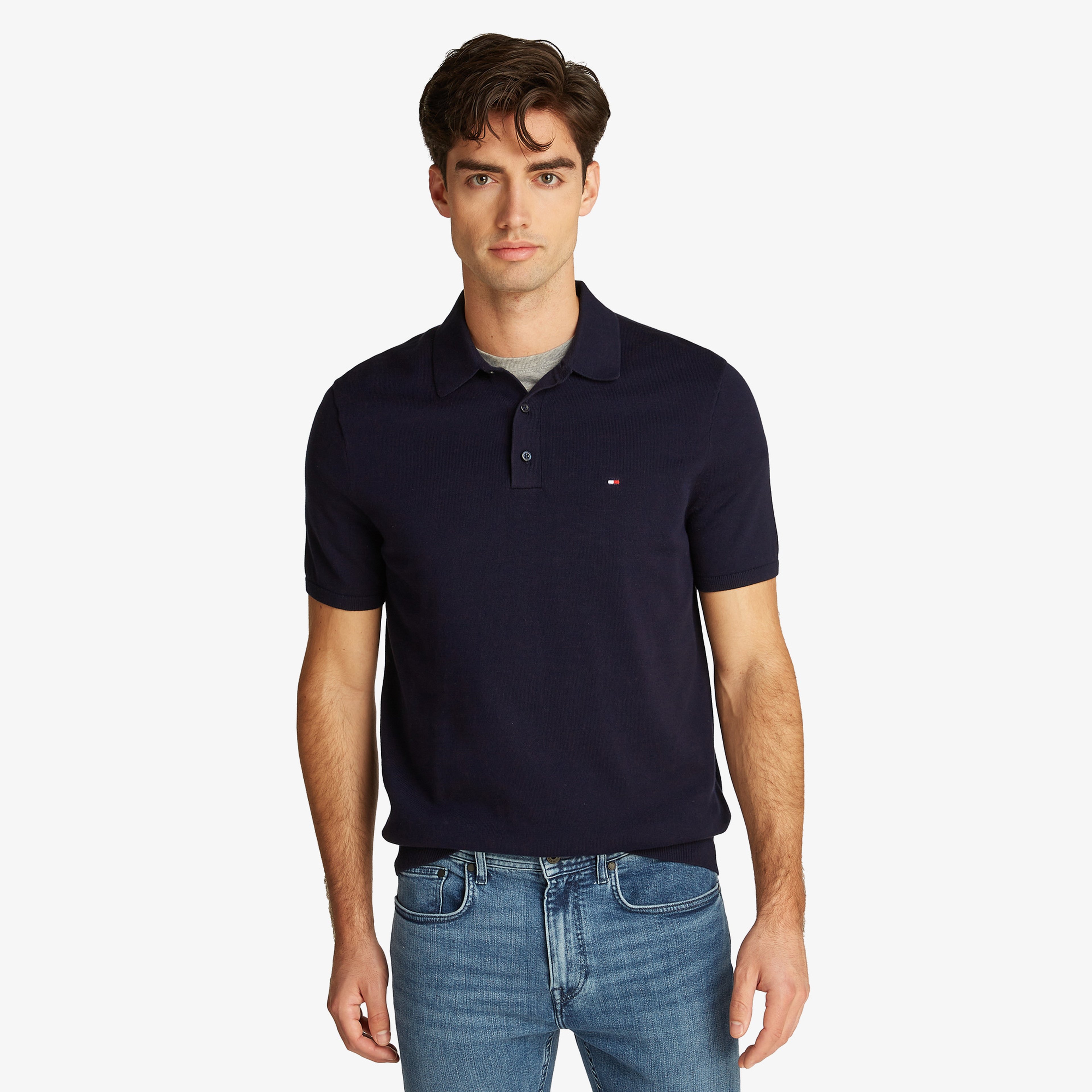 Tommy Hilfiger Essential Cotton Knitted Erkek Lacivert Polo