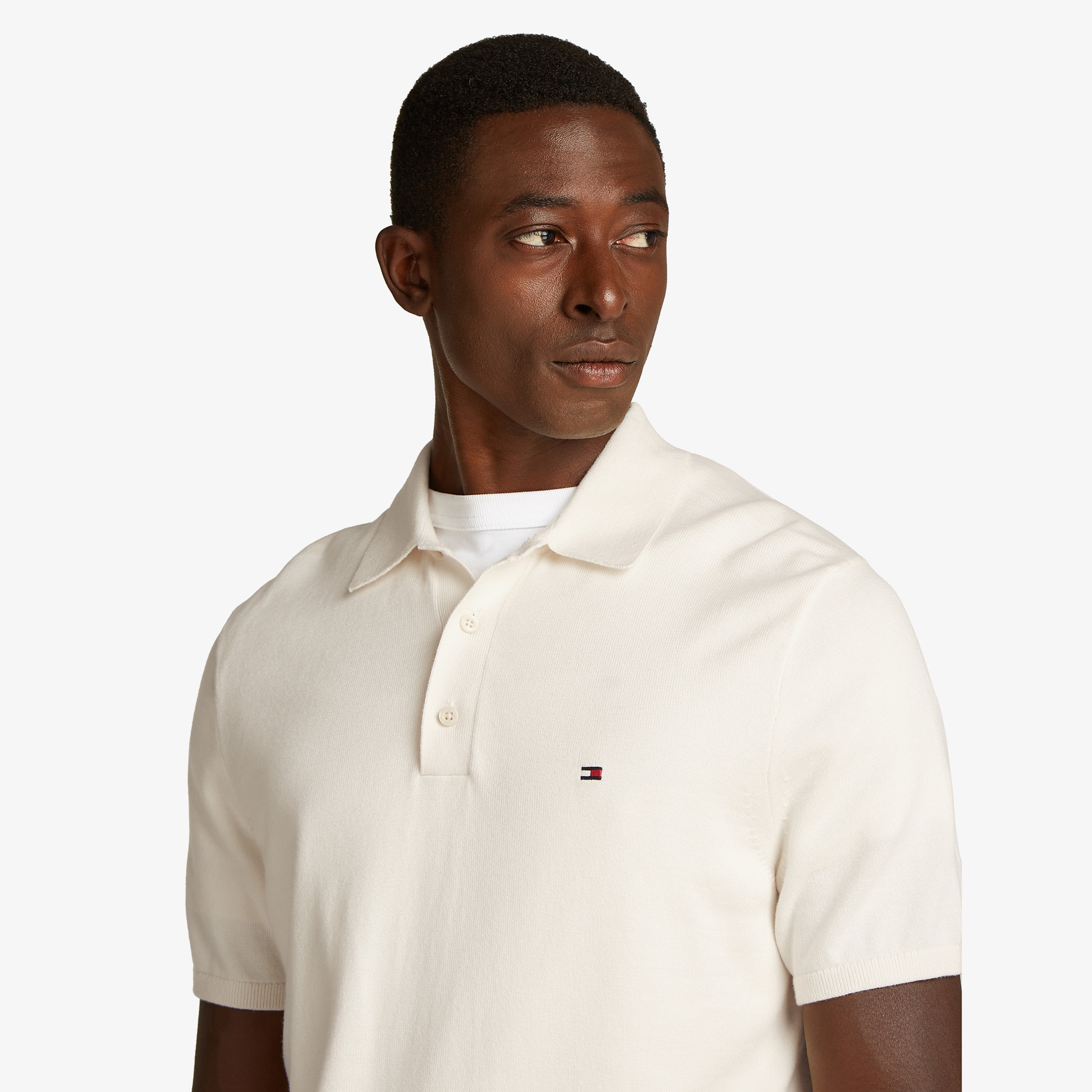 Tommy Hilfiger Essential Cotton Knitted Erkek Beyaz Polo