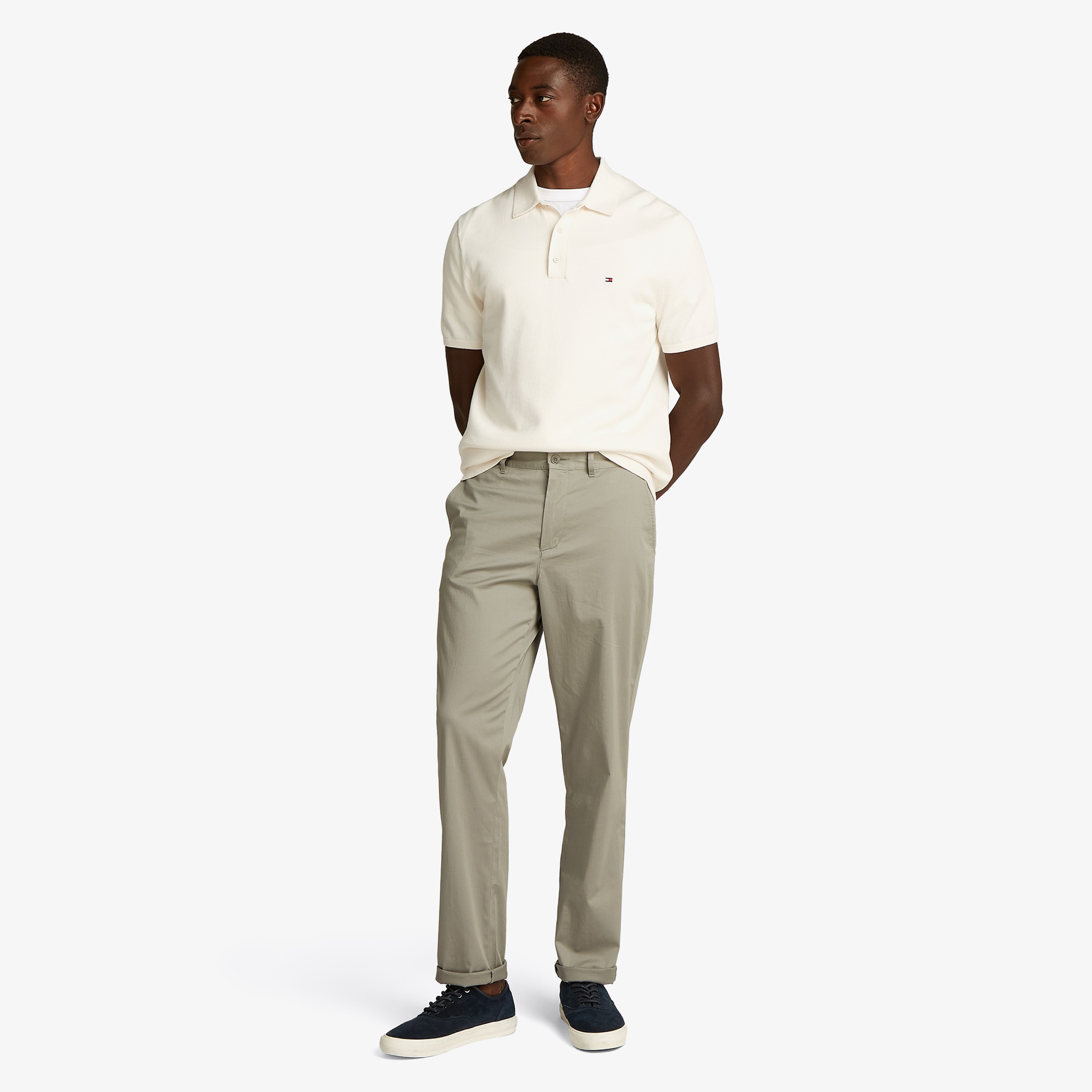 Tommy Hilfiger Essential Cotton Knitted Erkek Beyaz Polo