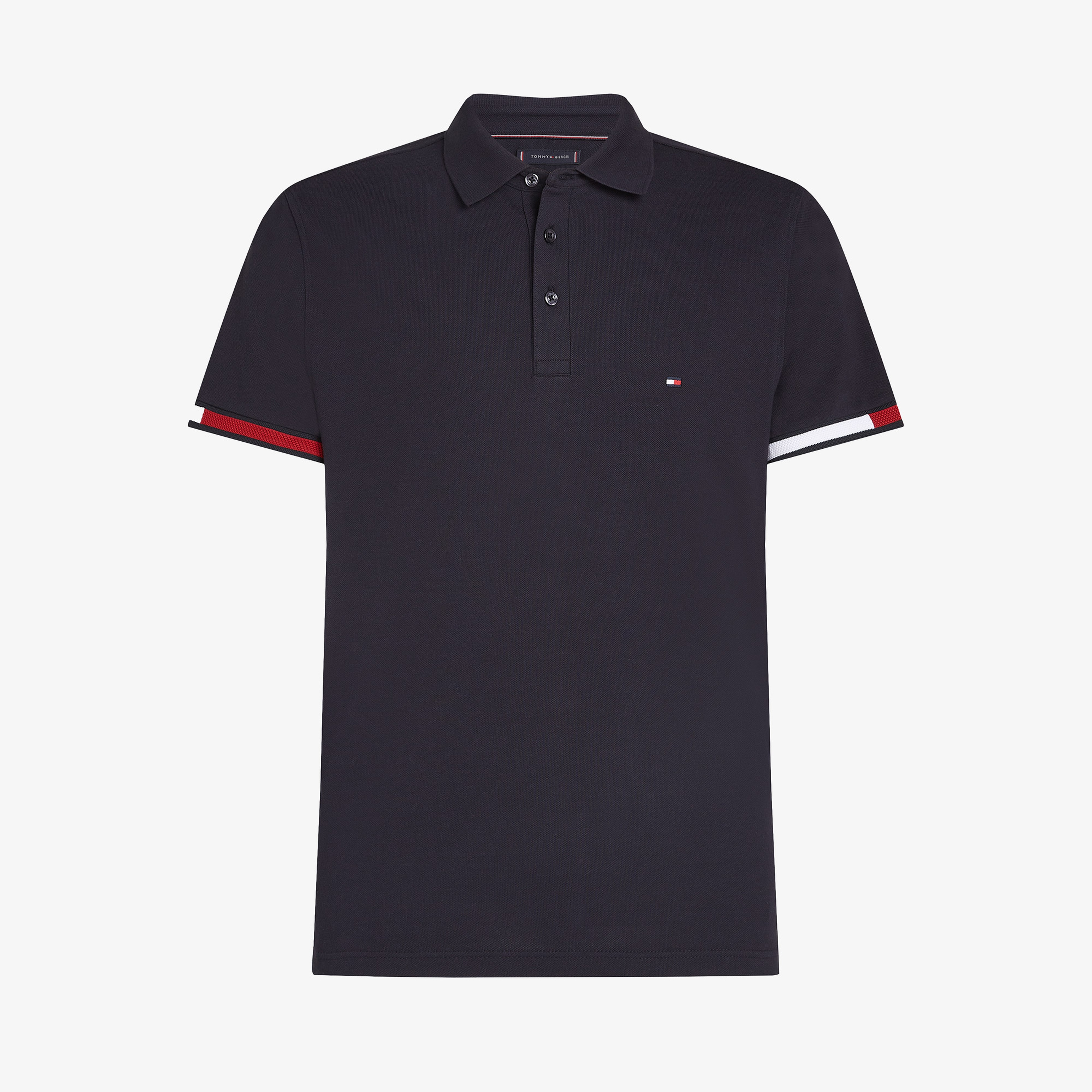 Tommy Hilfiger Flag Cuff Slim Erkek Mavi Polo