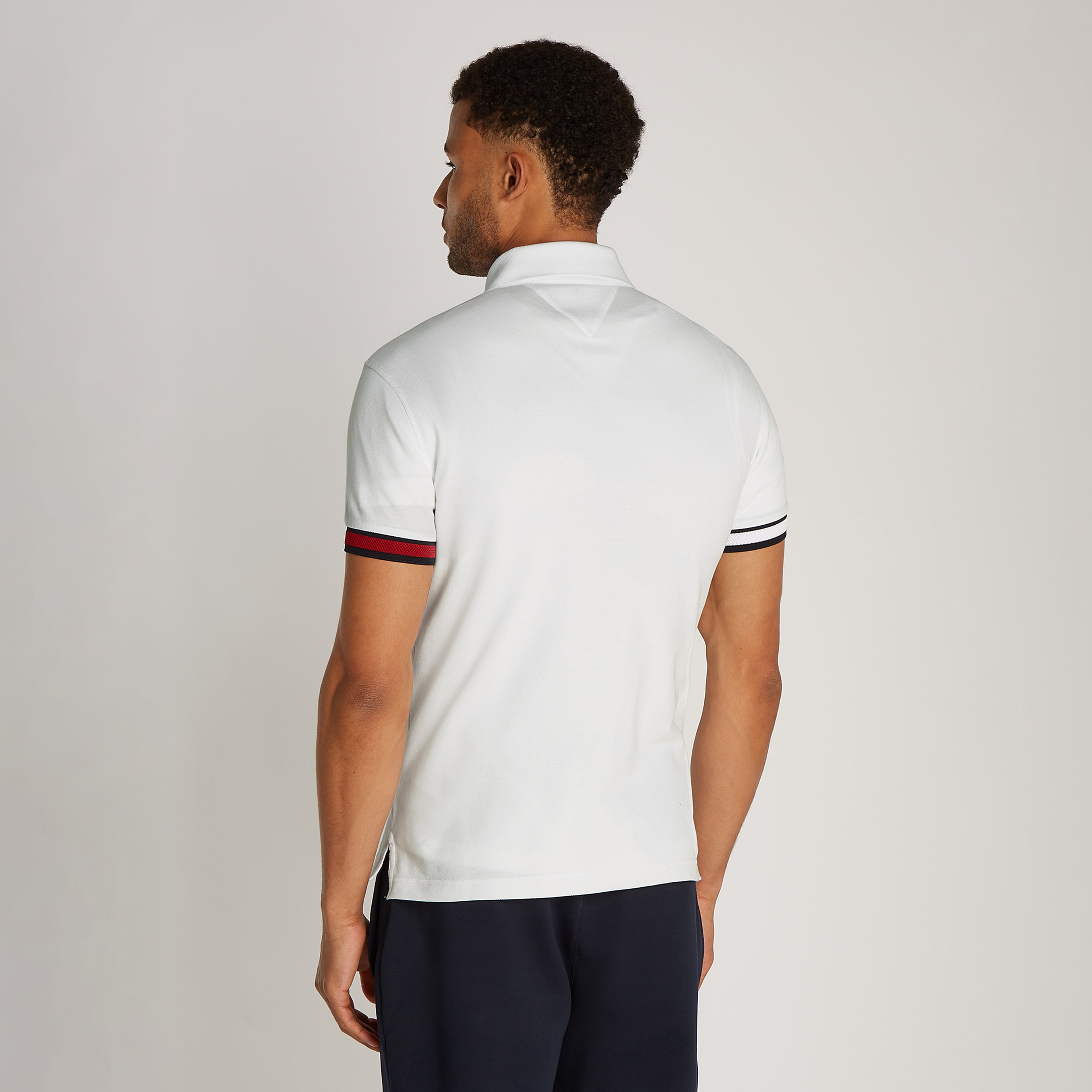 Tommy Hilfiger Flag Cuff Slim Erkek Beyaz Polo