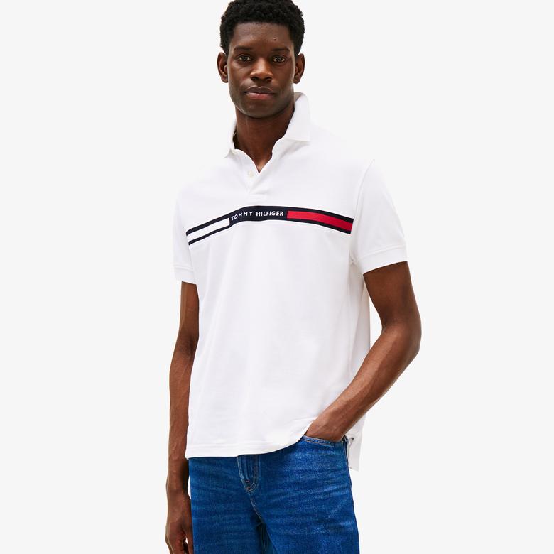 Tommy Hilfiger Chest Insert Reg Erkek Beyaz Polo