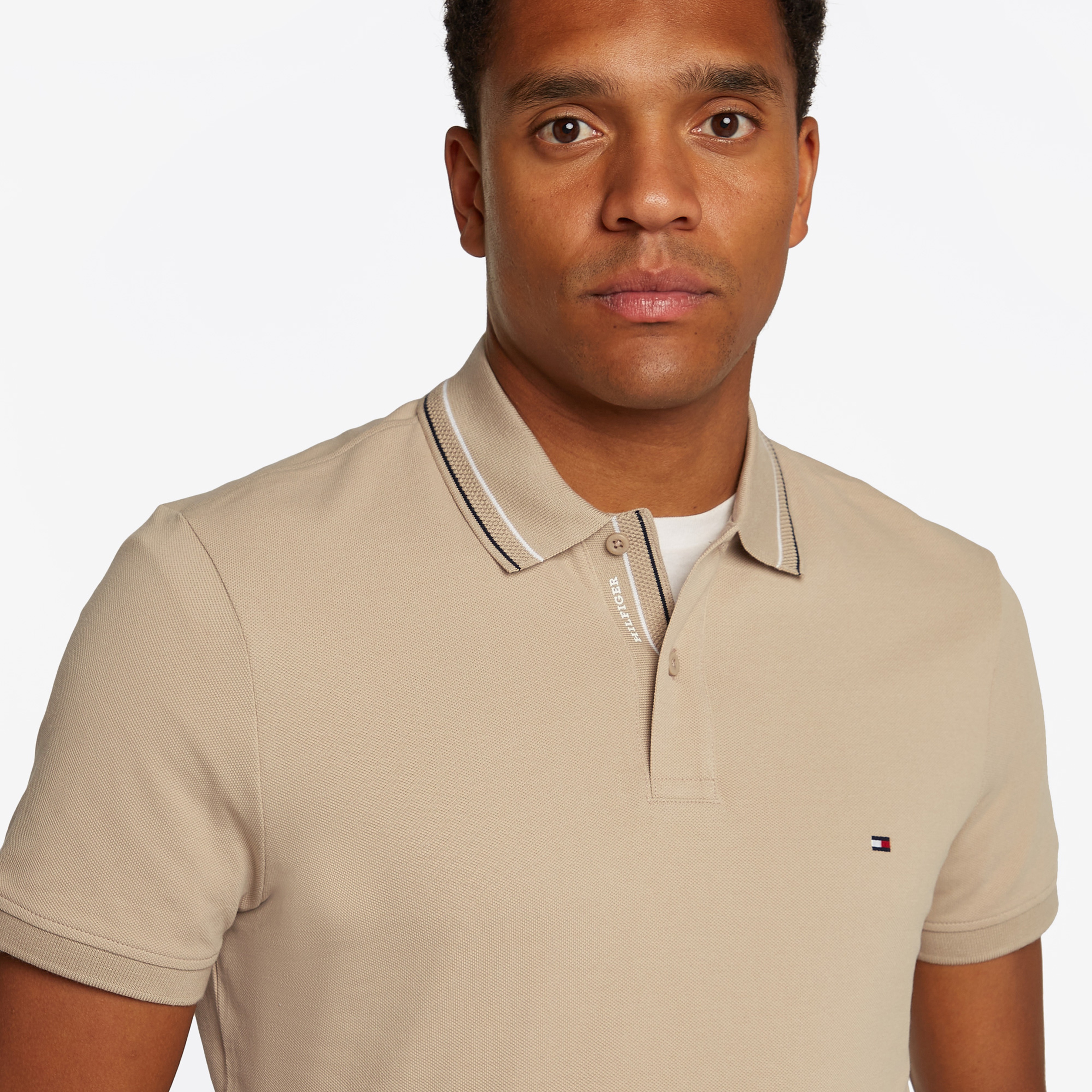 Tommy Hilfiger Placket Interest Reg Erkek Haki Polo