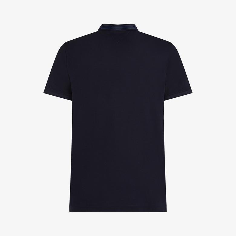 Tommy Hilfiger Mercerised Pique Zip Reg Erkek Mavi Polo