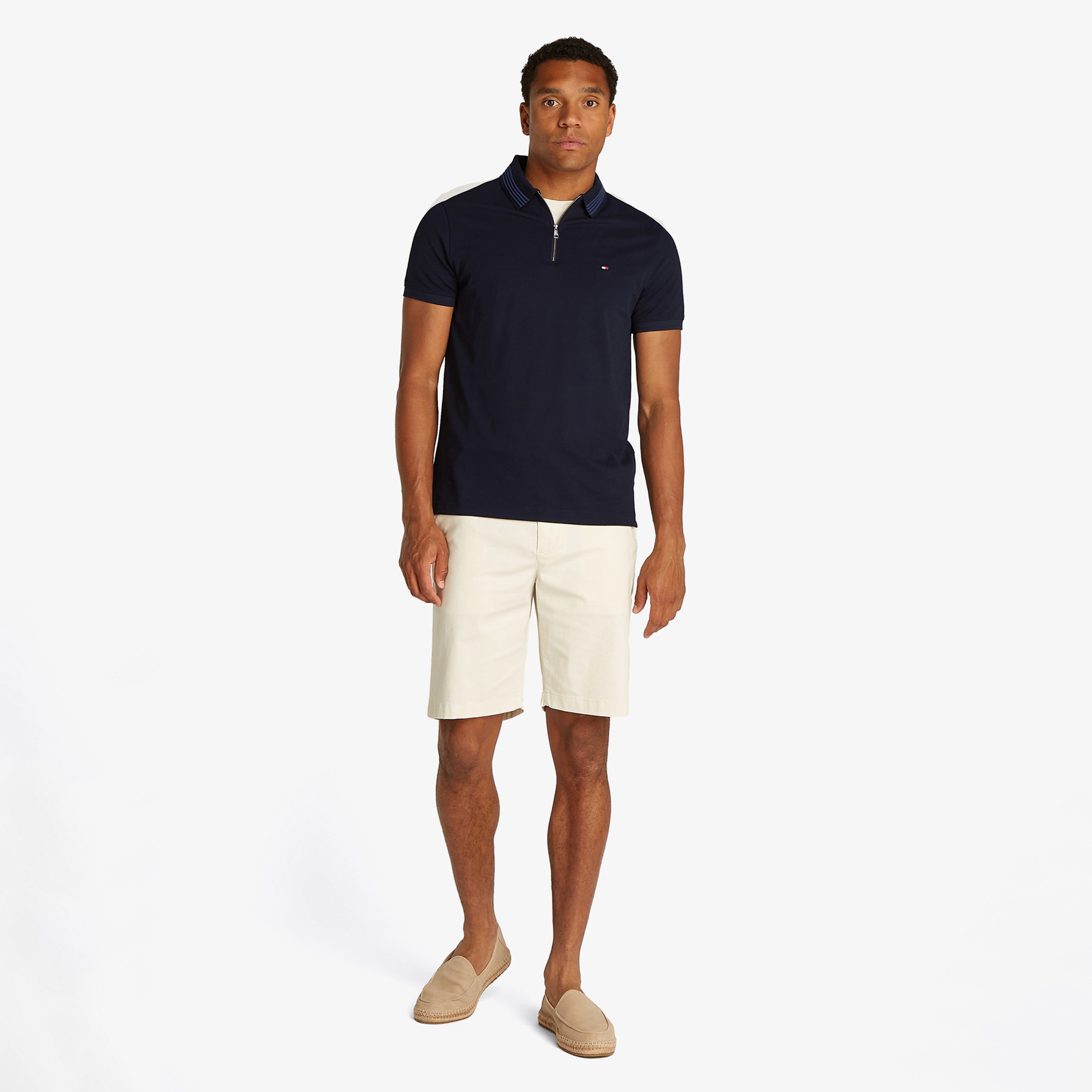Tommy Hilfiger Mercerised Pique Zip Reg Erkek Mavi Polo
