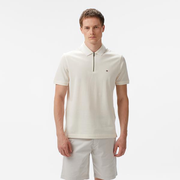 Tommy Hilfiger Mercerised Pique Zip Reg Erkek Sarı Polo