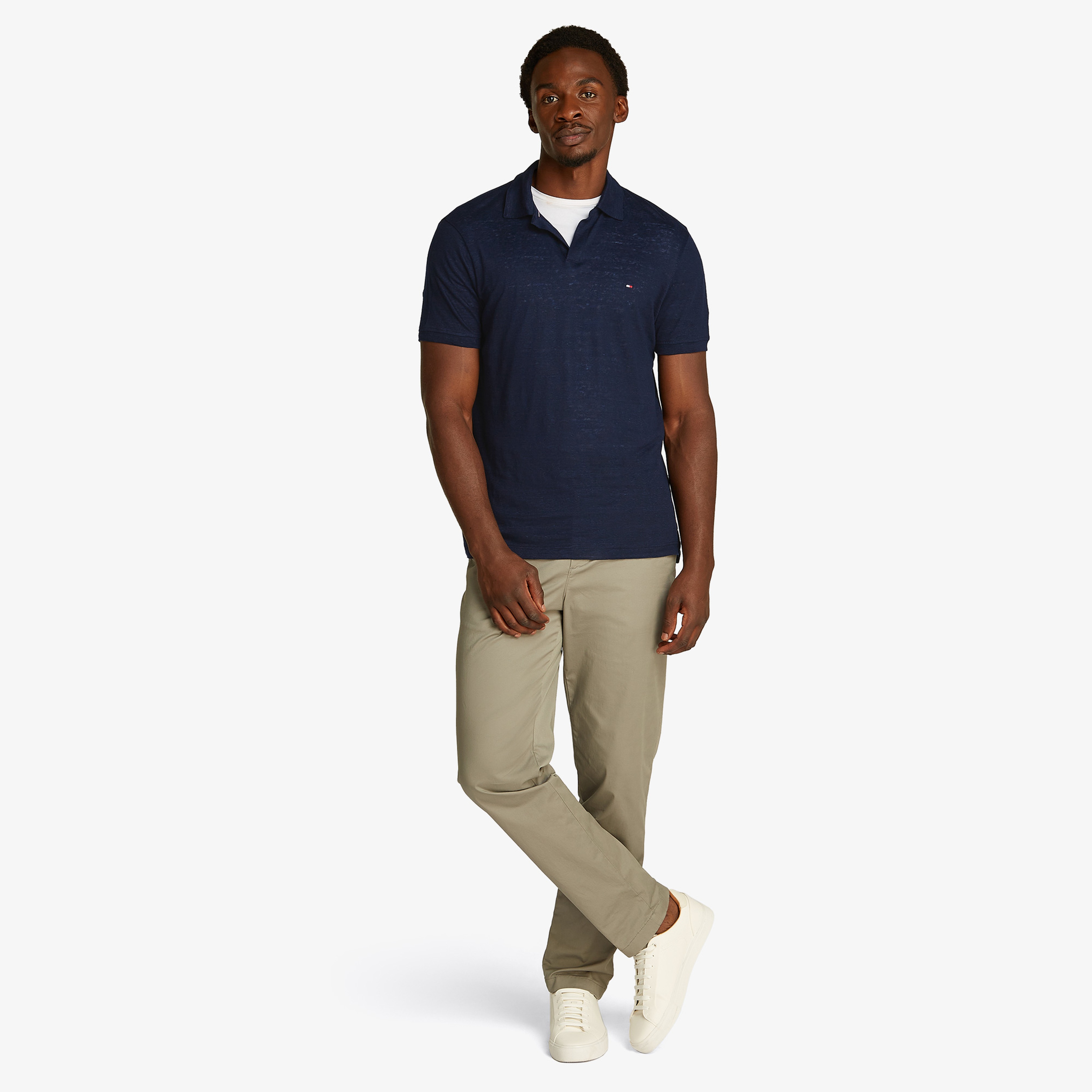 Tommy Hilfiger Pure Linen Reg Erkek Lacivert Polo