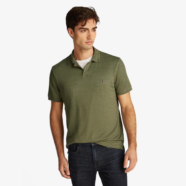 Tommy Hilfiger Pure Linen Reg Erkek Yeşil Polo