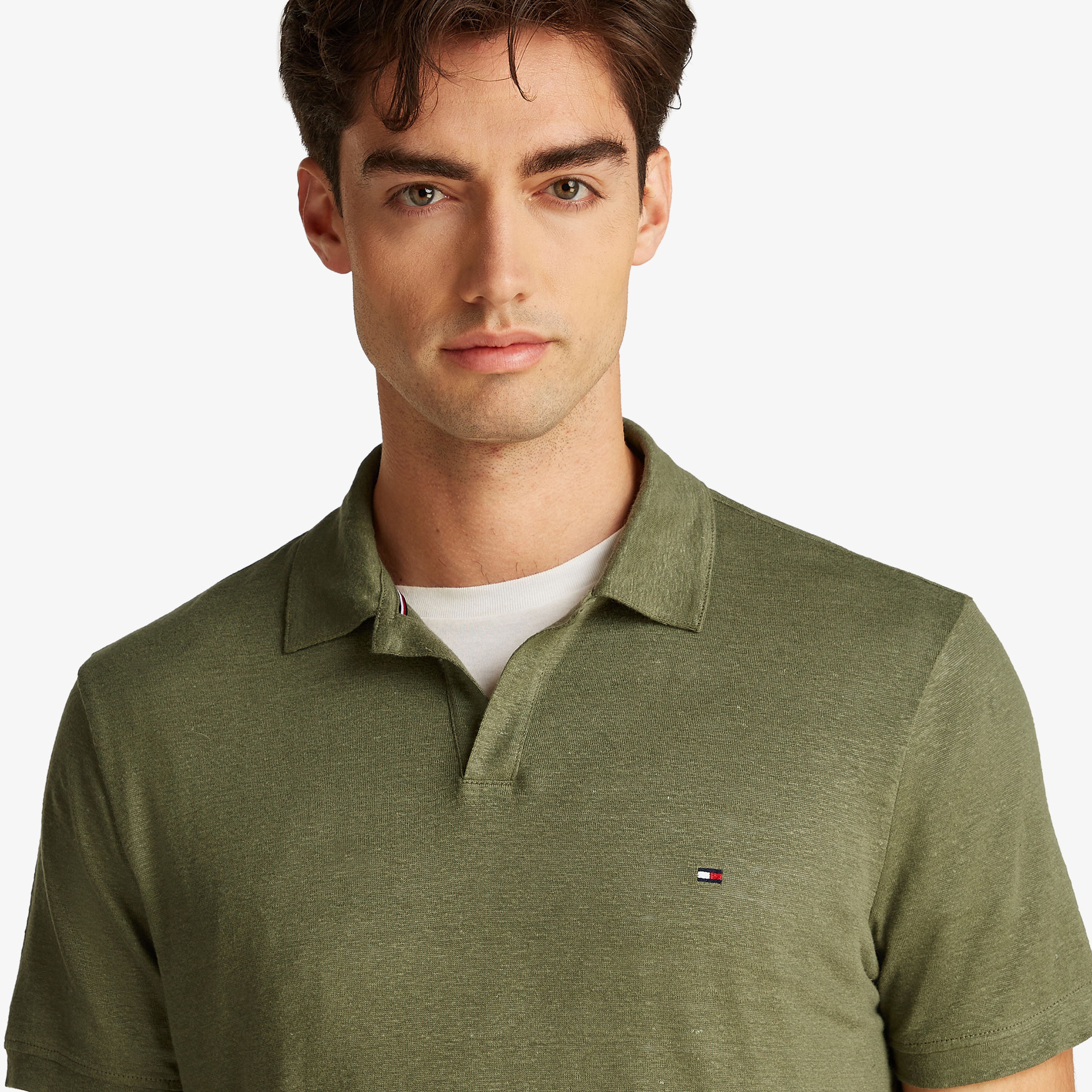 Tommy Hilfiger Pure Linen Reg Erkek Yeşil Polo