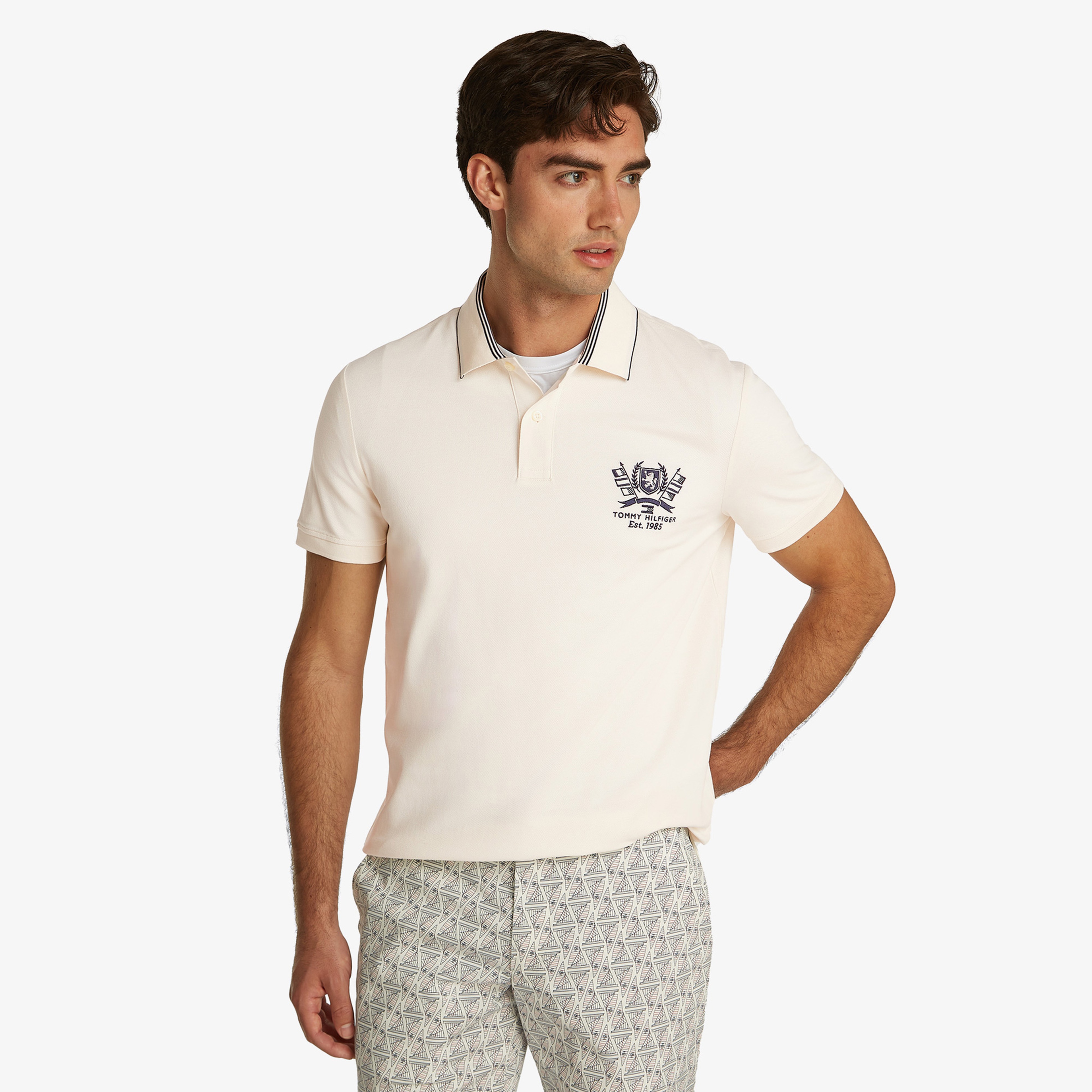 Tommy Hilfiger Icon Regular Erkek Krem Rengi Polo