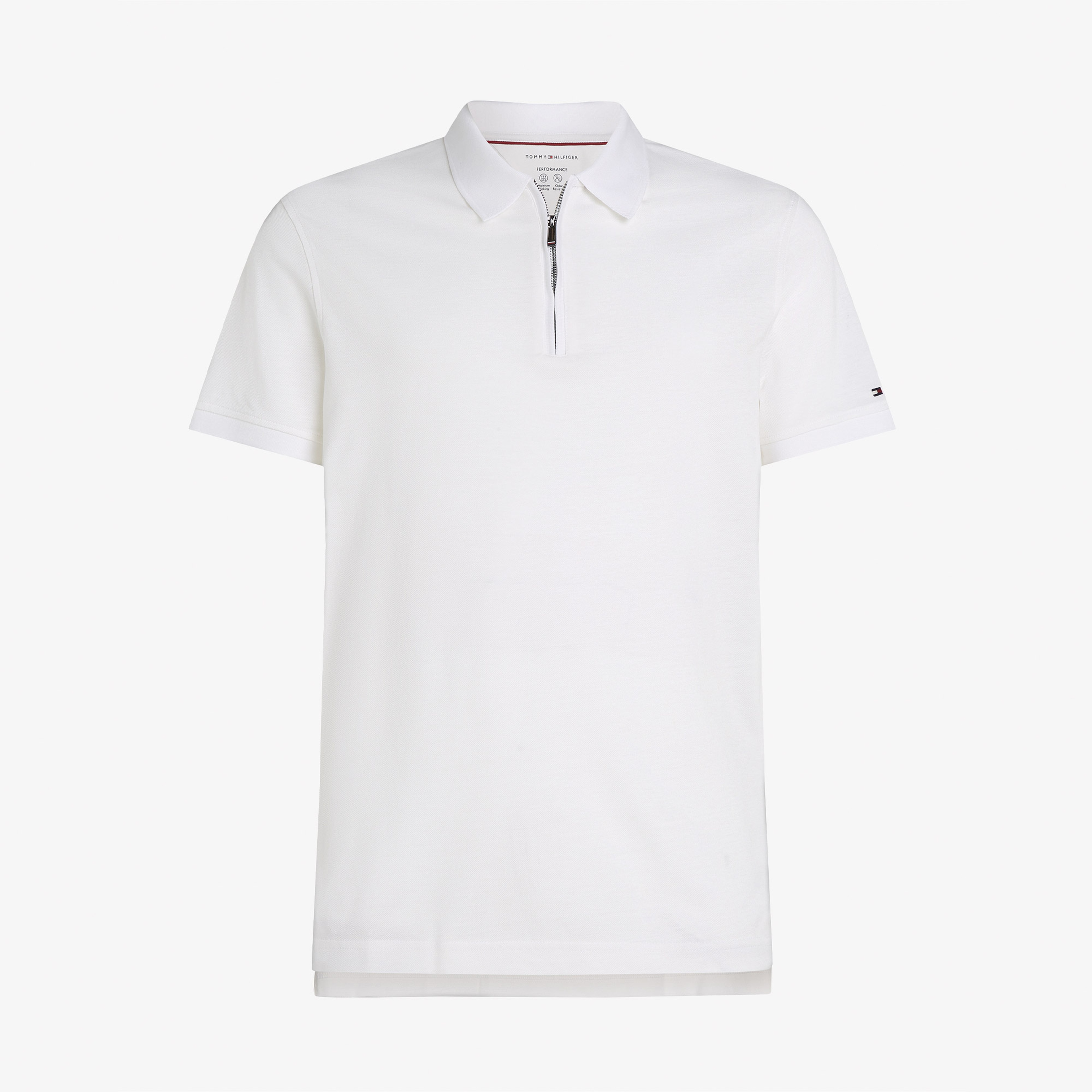 Tommy Hilfiger Dc Performance Zip Erkek Beyaz Polo