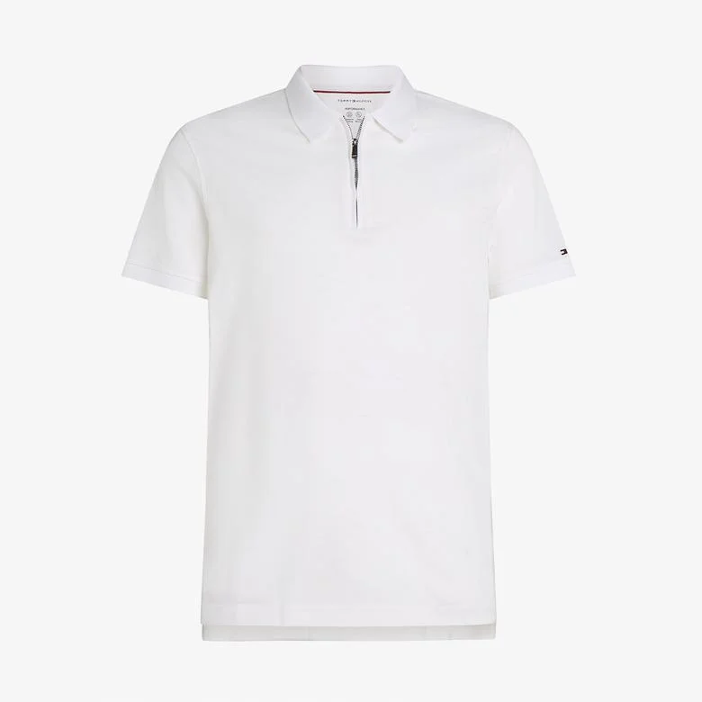 Tommy Hilfiger Dc Performance Zip Erkek Beyaz Polo