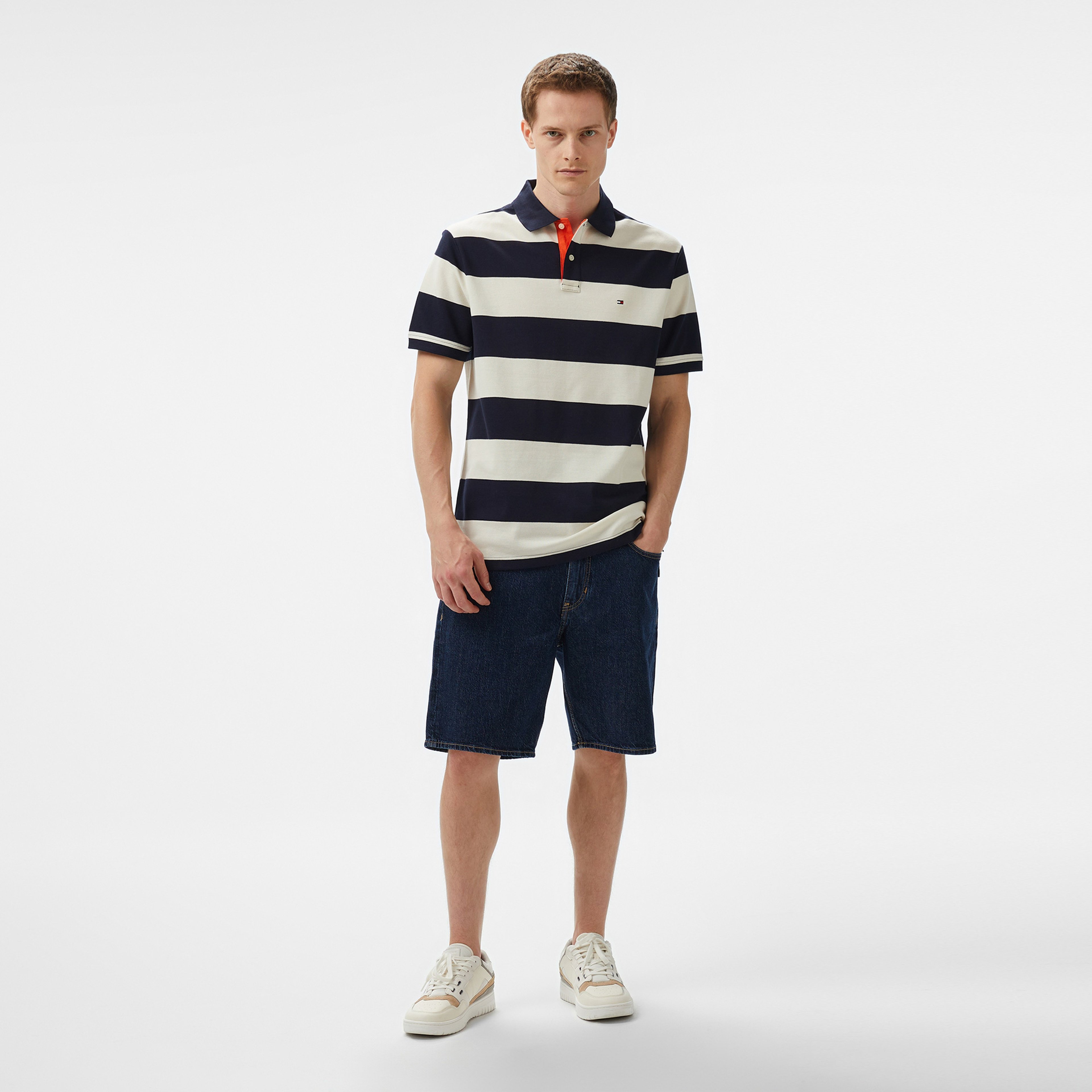 Tommy Hilfiger Blocking Contrast Placket Erkek Lacivert Polo