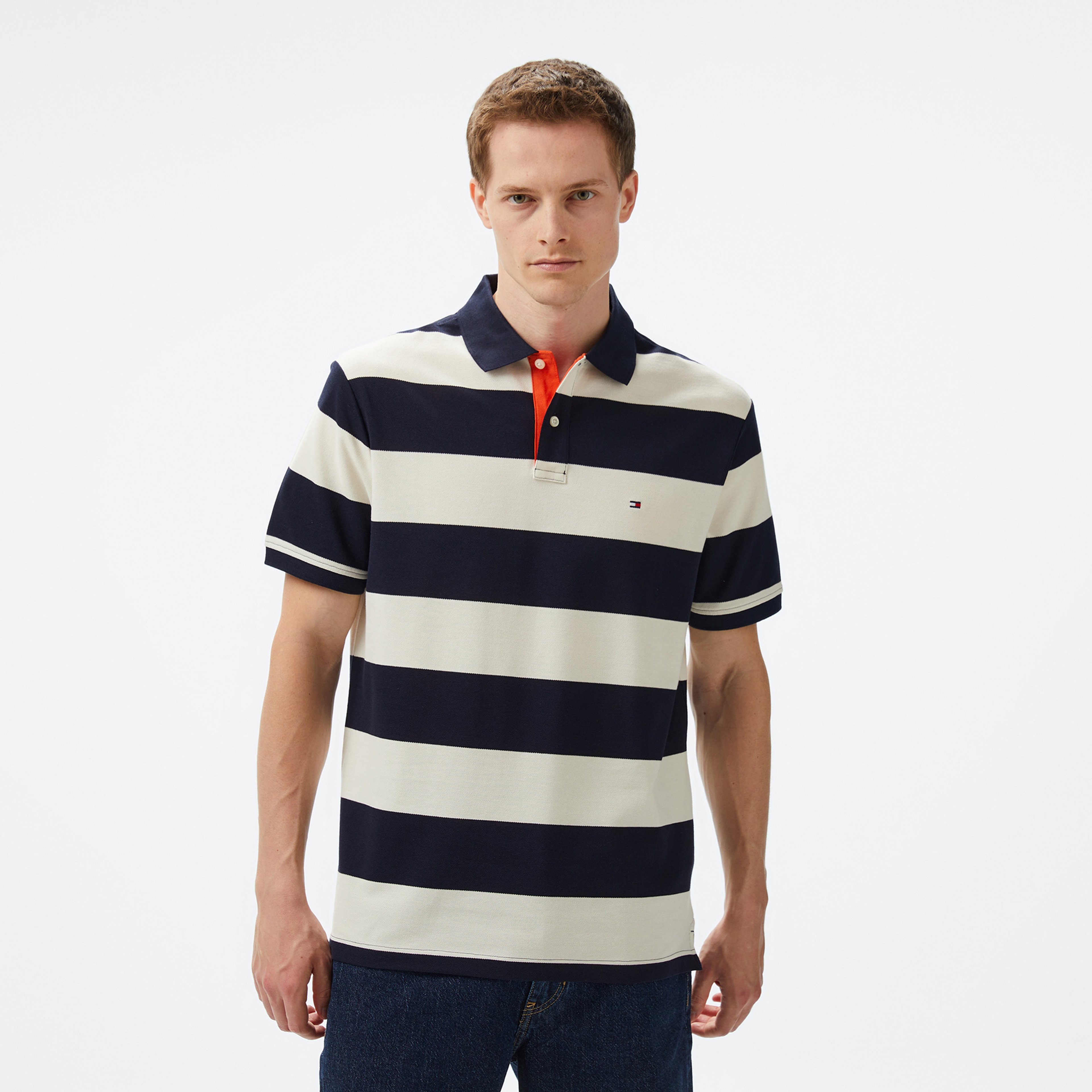 Tommy Hilfiger Blocking Contrast Placket Erkek Lacivert Polo