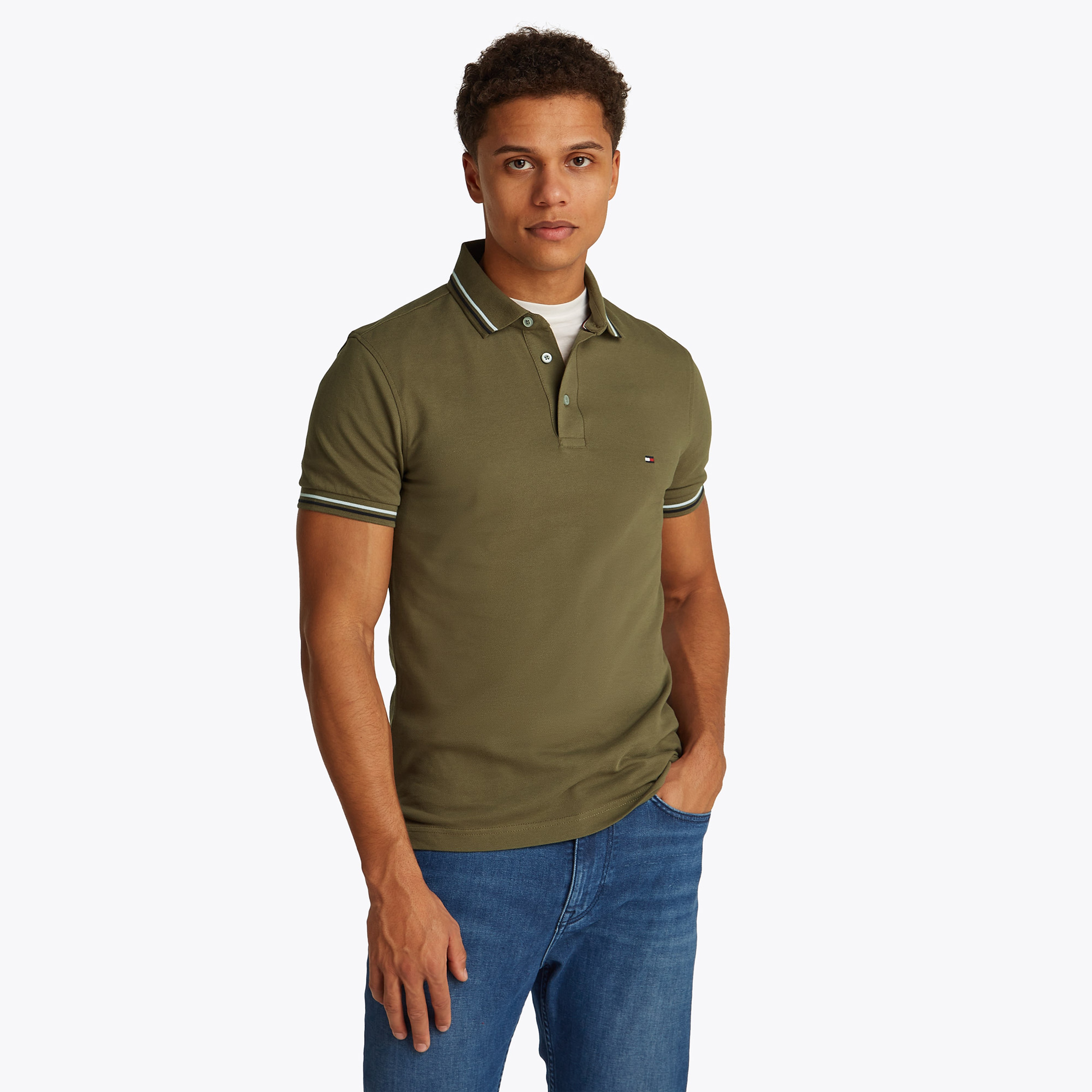 Tommy Hilfiger Erkek Haki Polo