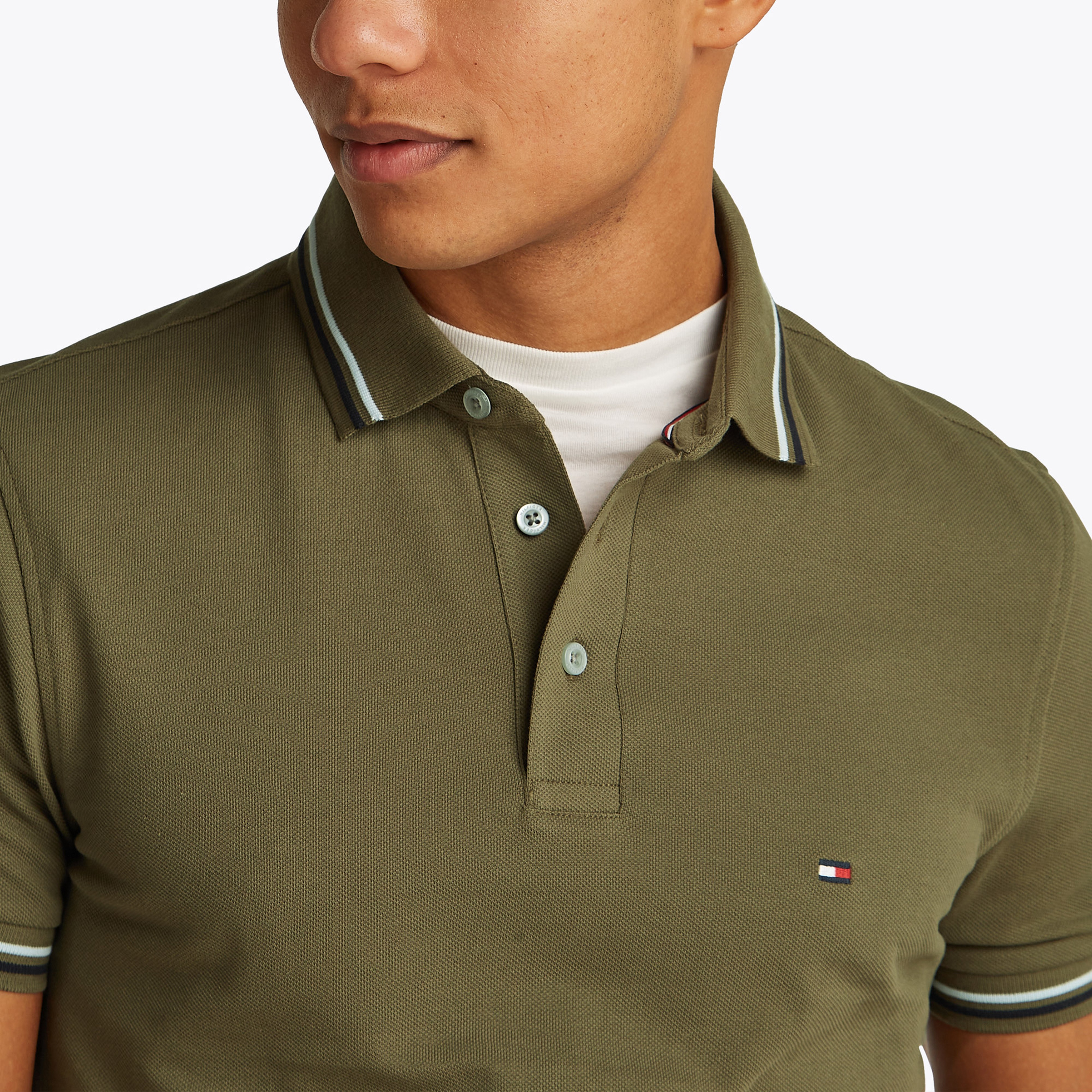 Tommy Hilfiger Erkek Haki Polo