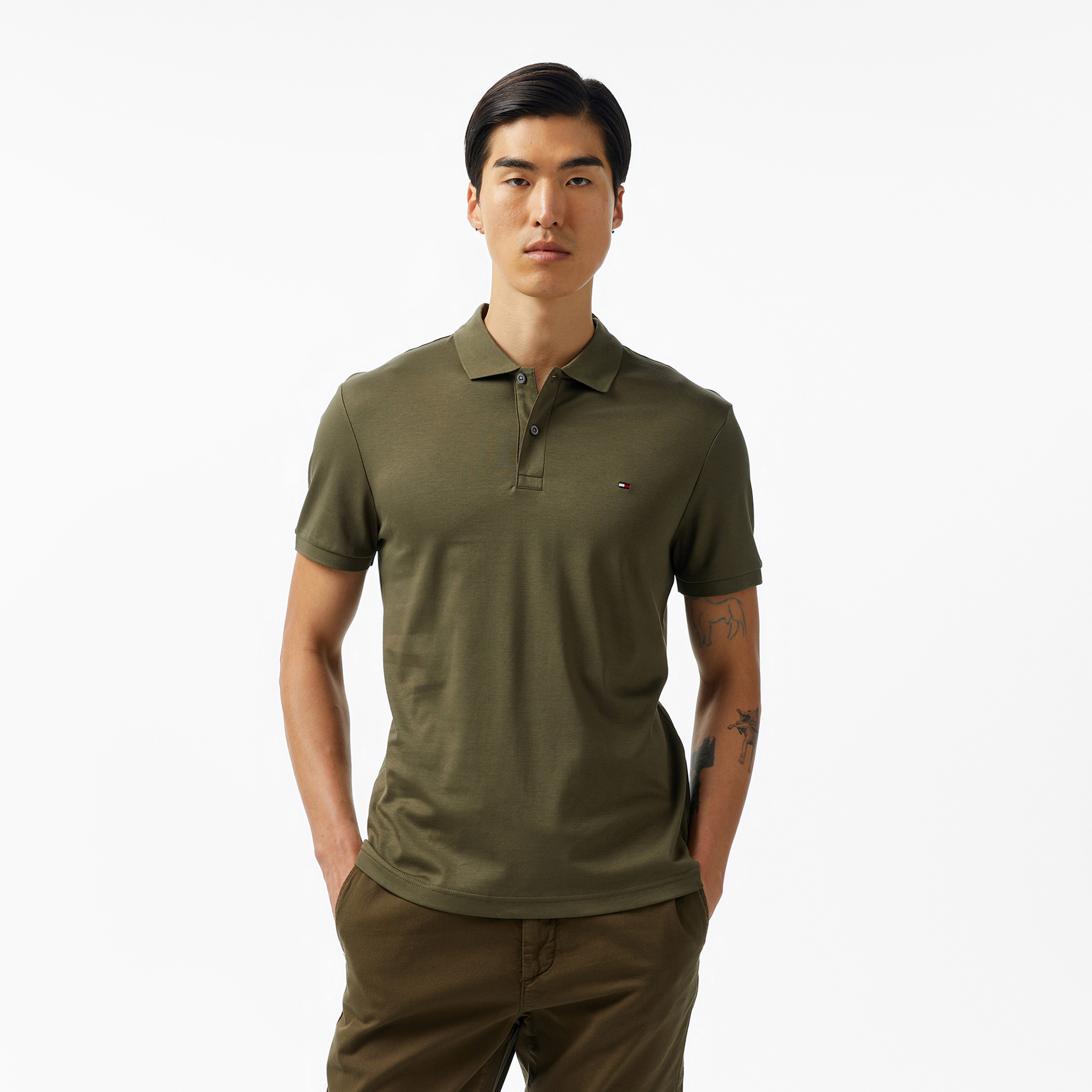 Tommy Hilfiger Erkek Haki Polo