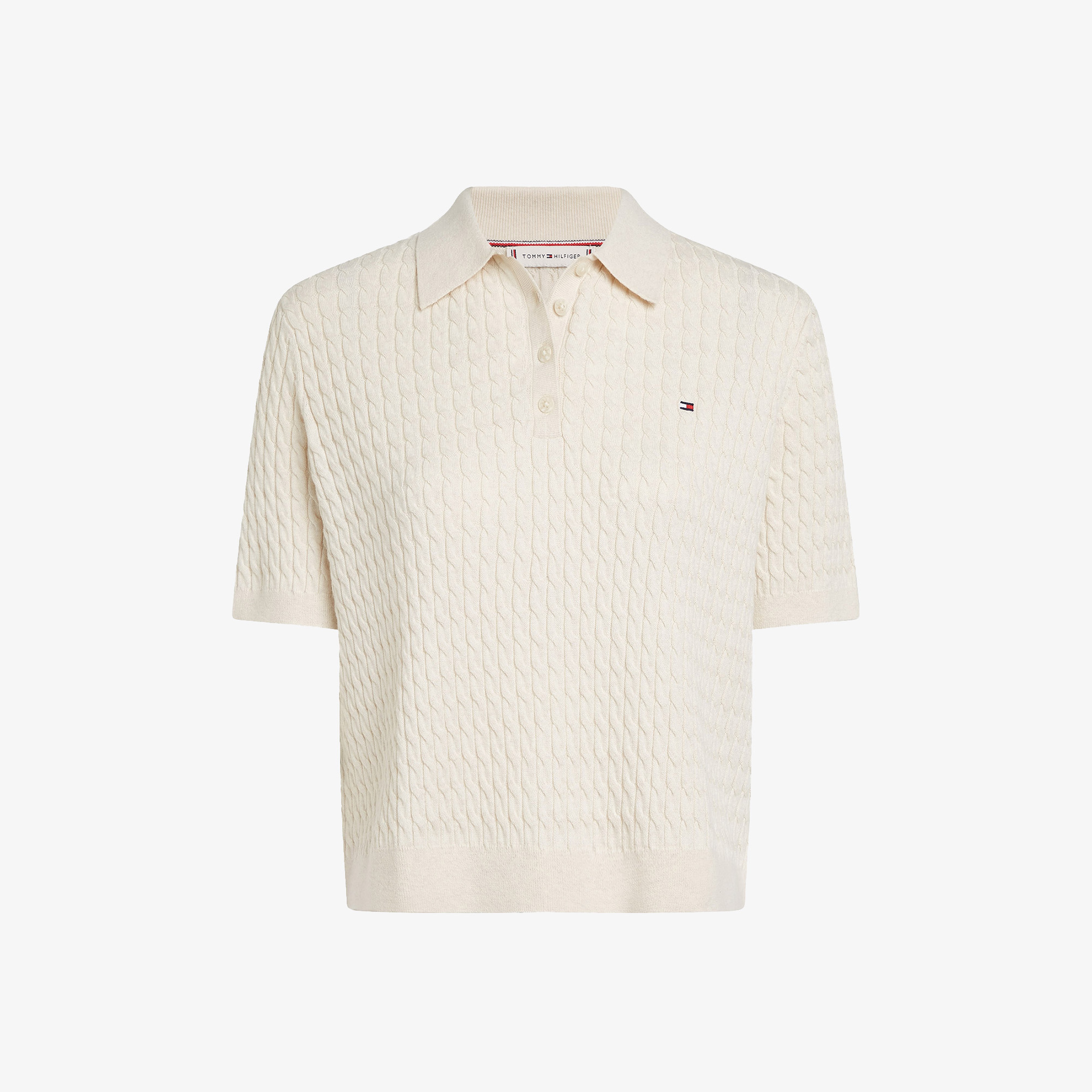 Tommy Hilfiger Co Cable Fine Gg Kadın Bej Kazak