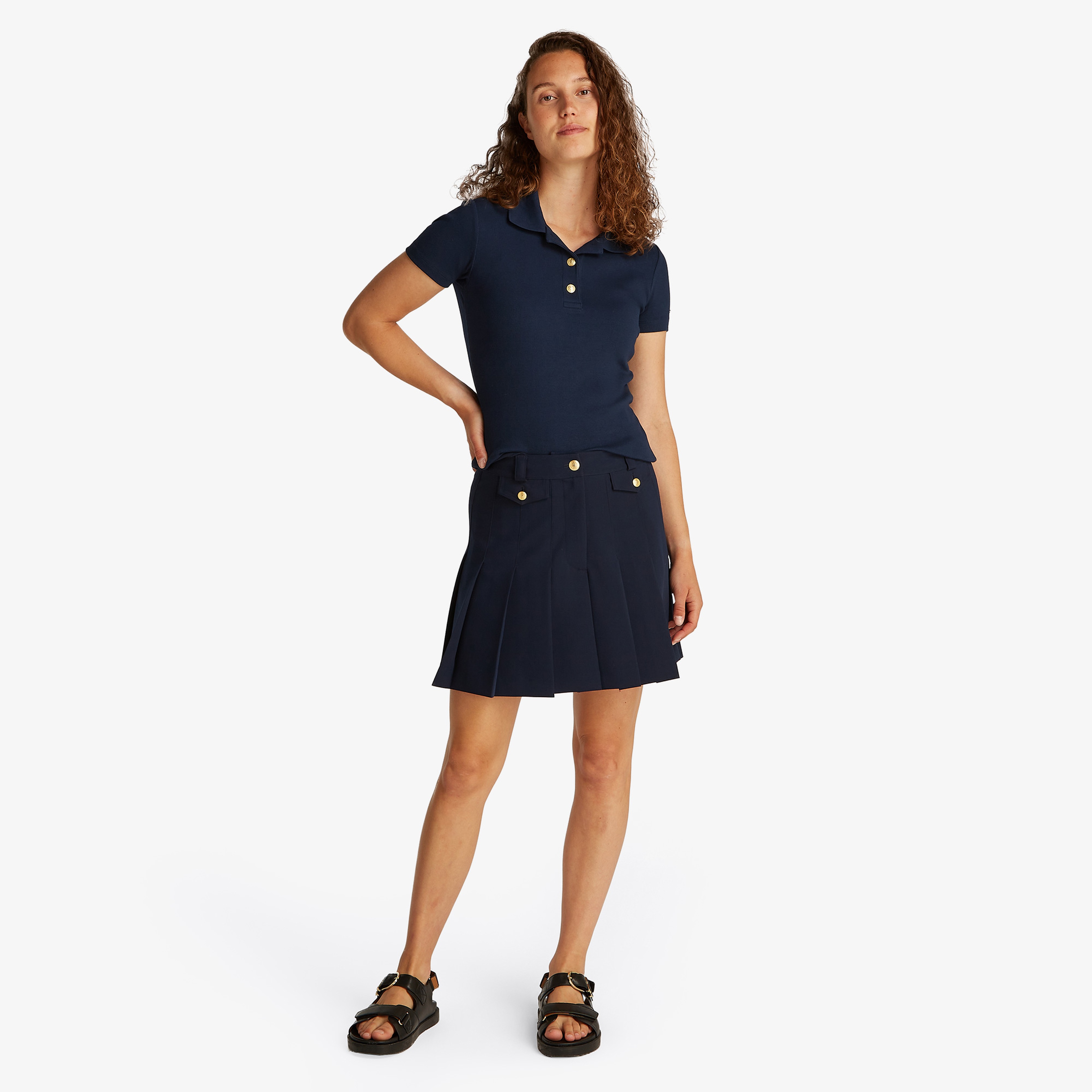 Tommy Hilfiger Slim Gold Button Kadın Lacivert Polo