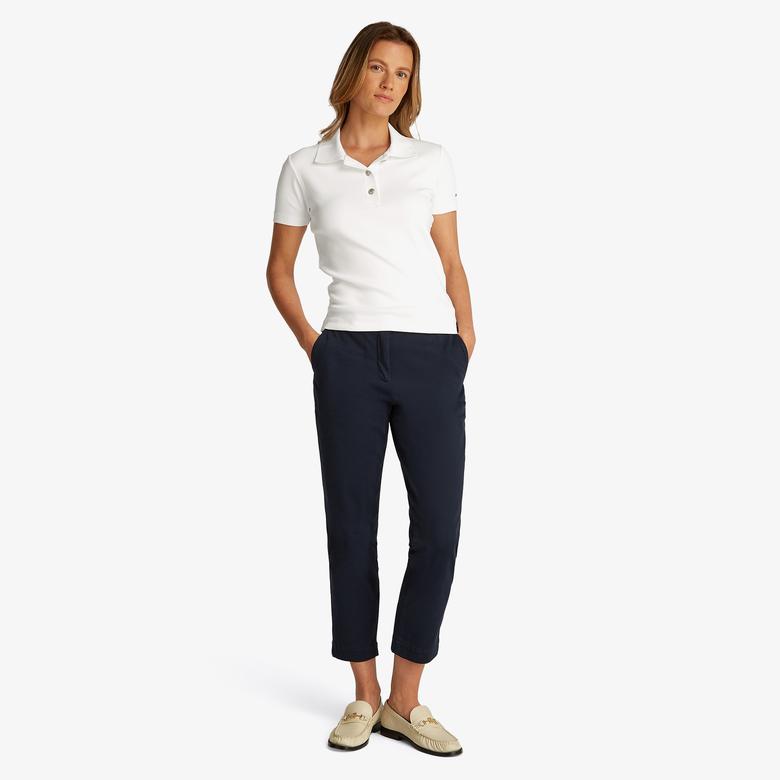 Tommy Hilfiger Slim Gold Button Kadın Beyaz Polo