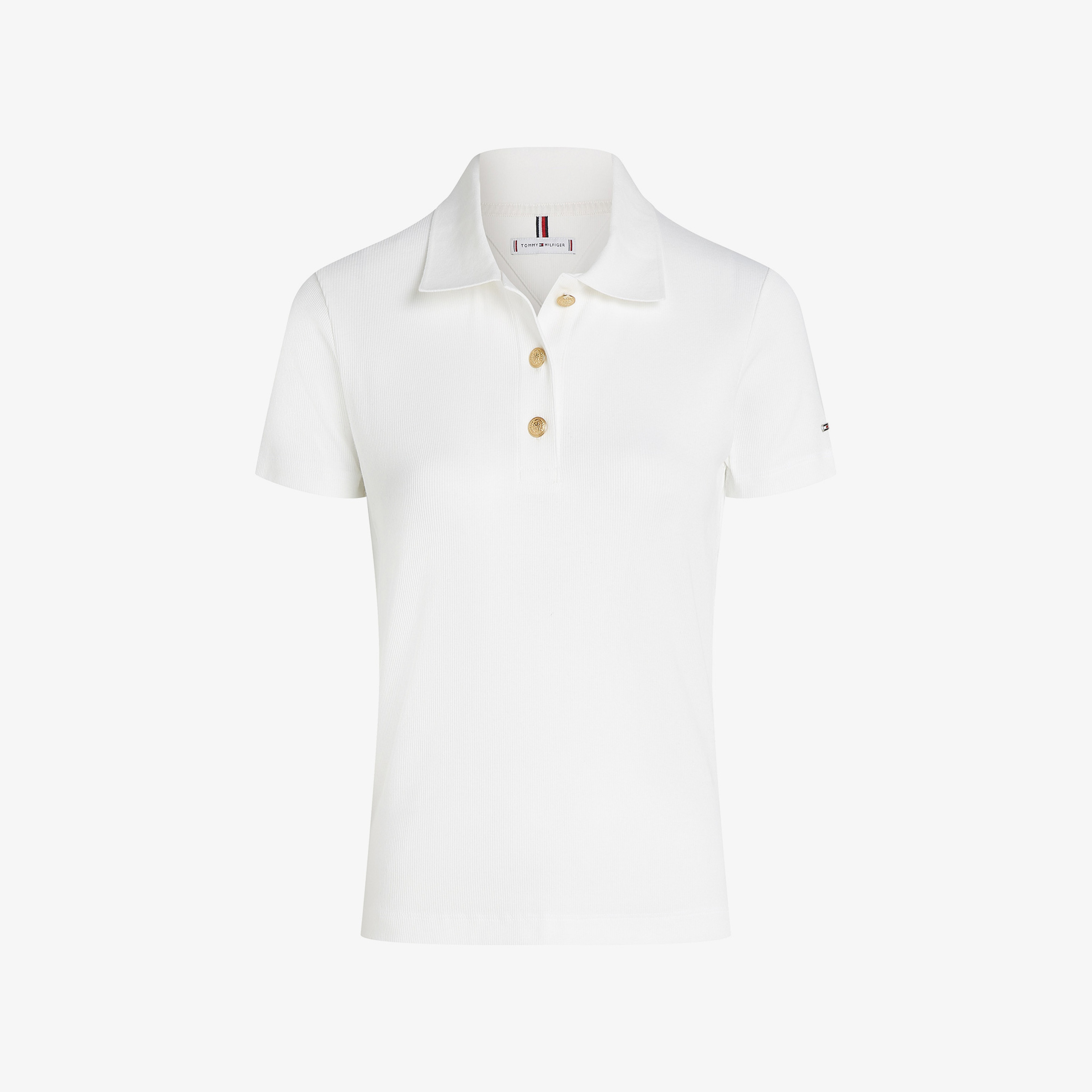 Tommy Hilfiger Slim Gold Button Kadın Beyaz Polo