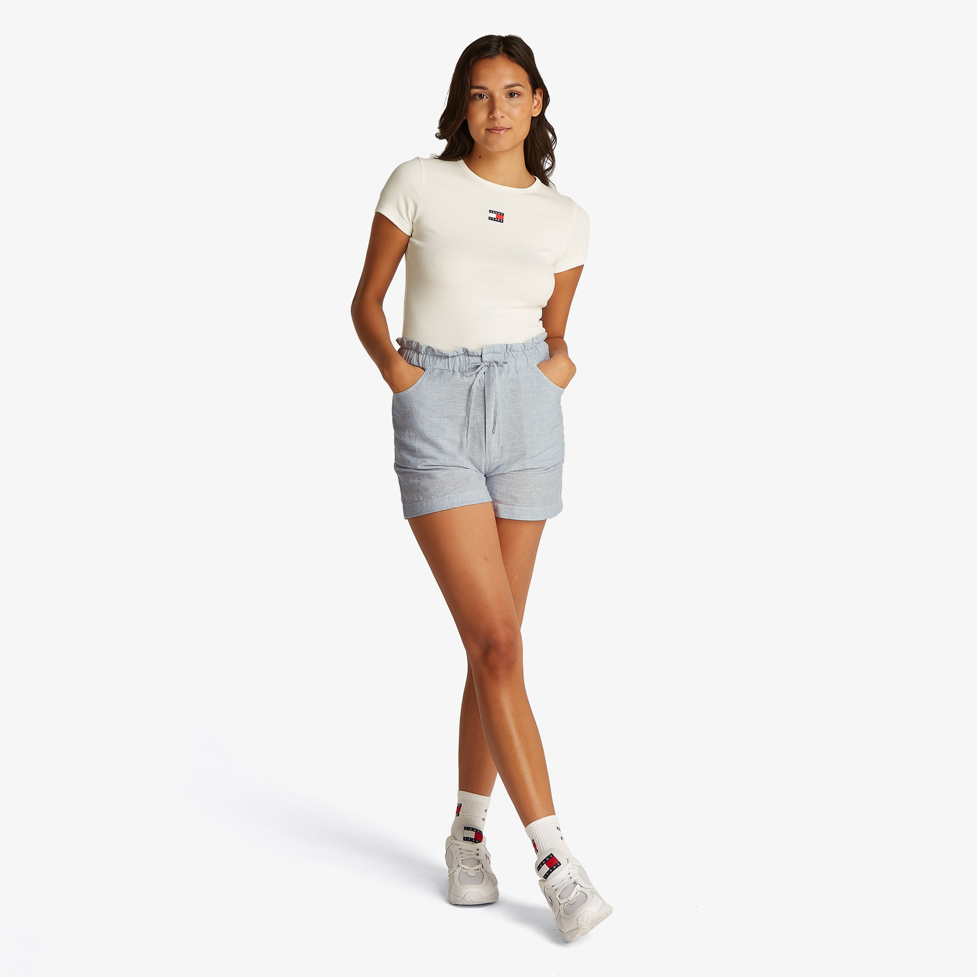 Tommy Jeans Cotton Linen Kadın Lacivert Şort