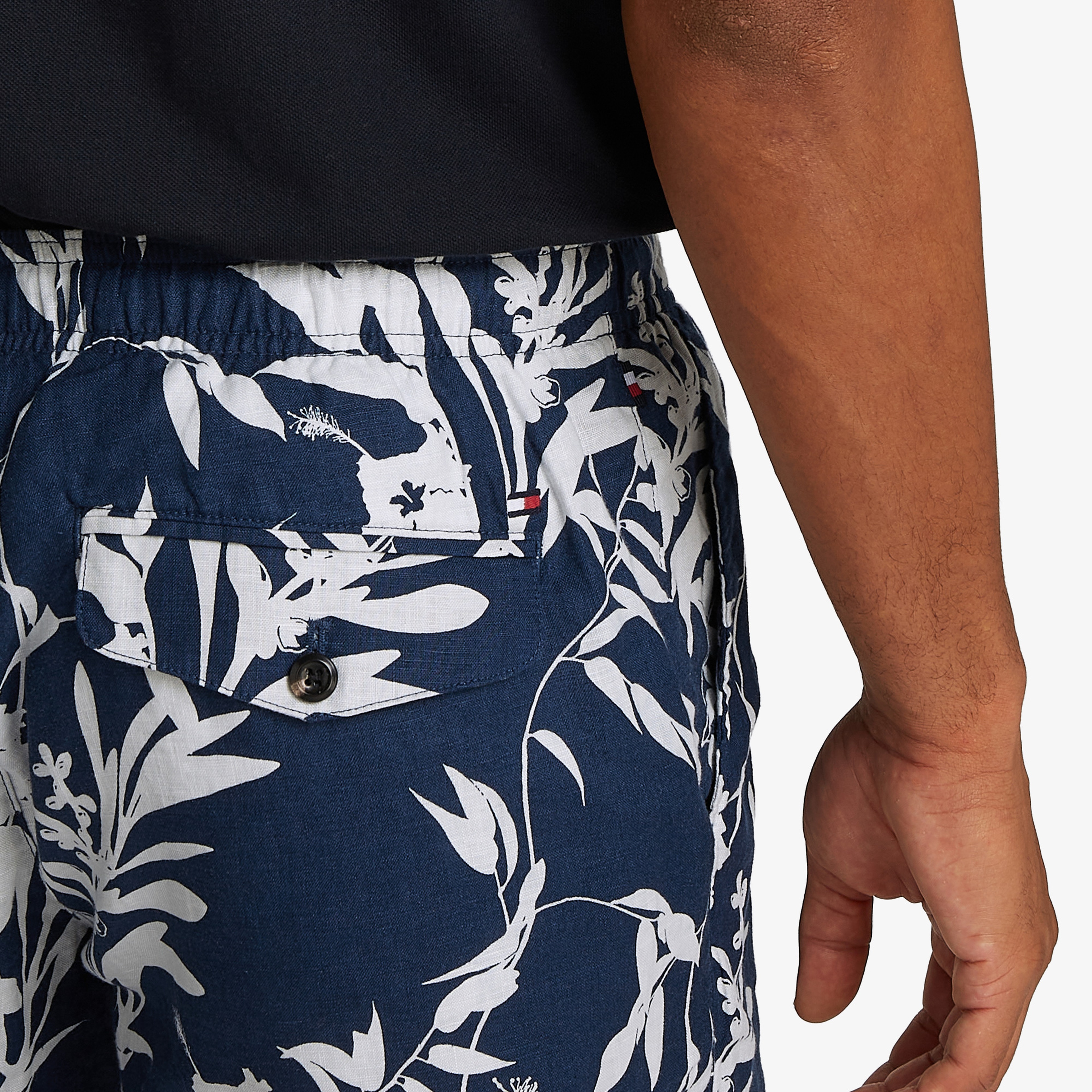Tommy Hilfiger Harlem Po Linen Print Erkek Mavi Şort