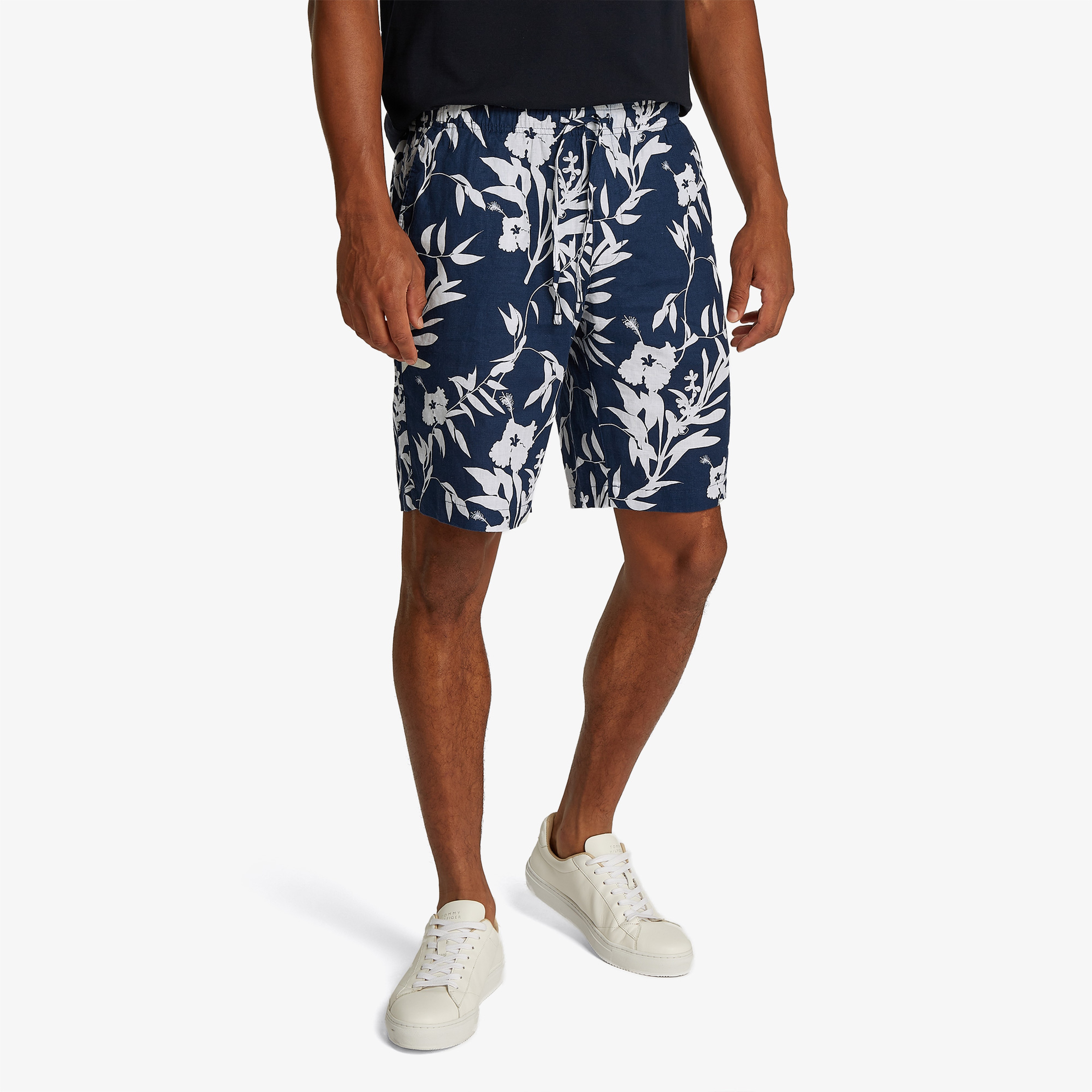 Tommy Hilfiger Harlem Po Linen Print Erkek Mavi Şort