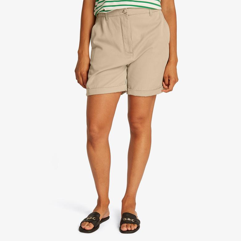 Tommy Hilfiger Co Tencel Chino Kadın Bej Şort