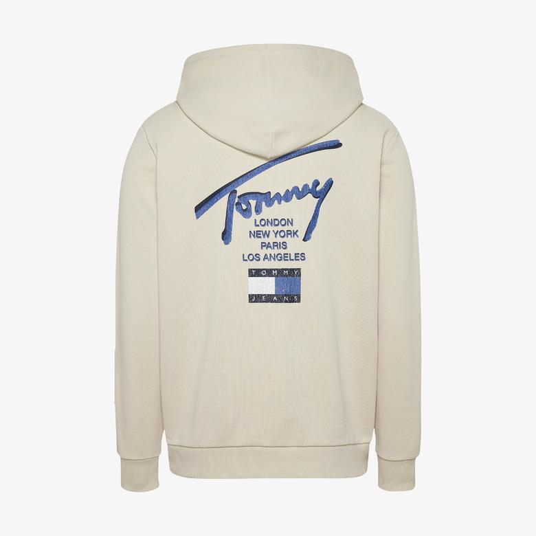 Tommy Jeans Reg Sig Twist Zipthru Ext Erkek Bej Sweatshirt