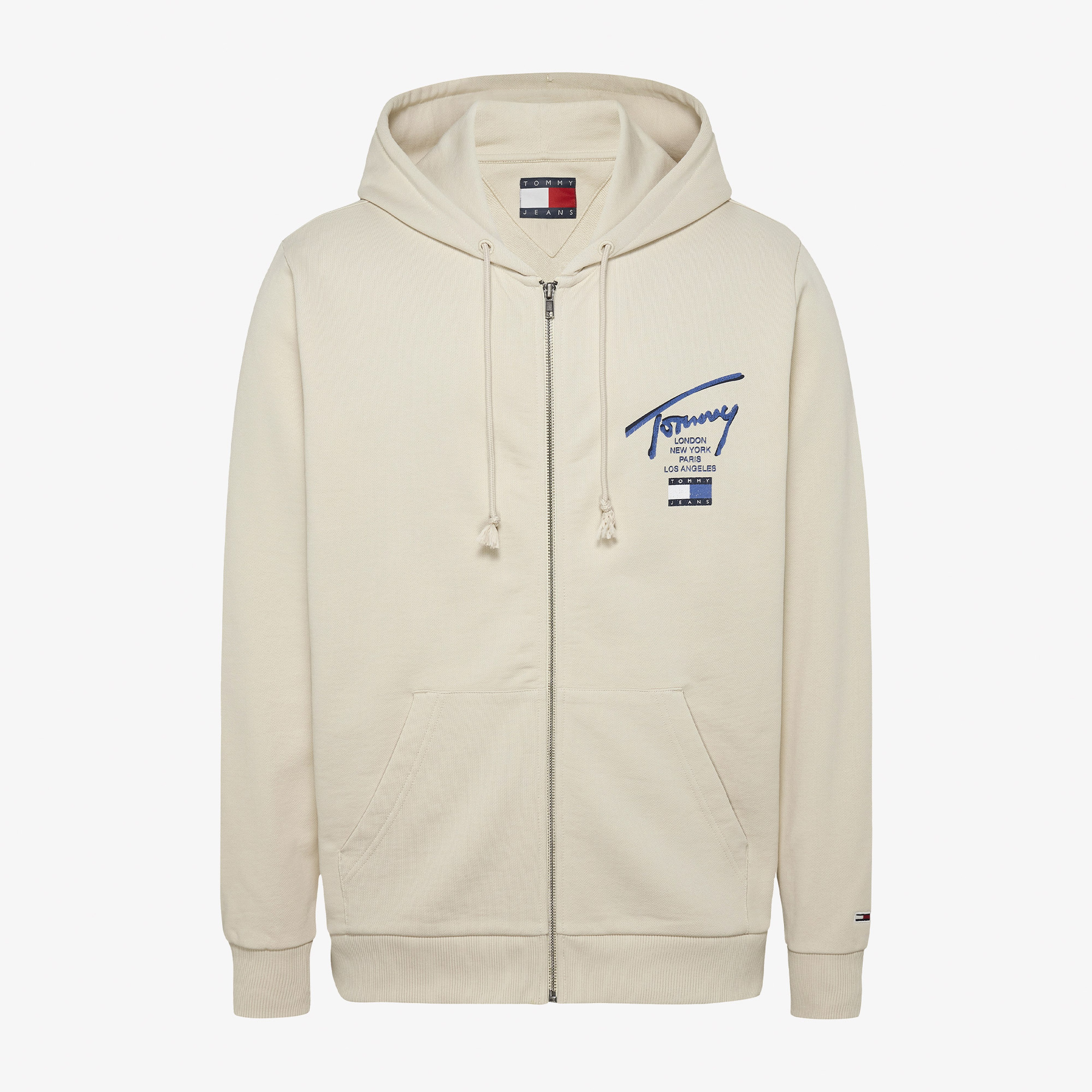 Tommy Jeans Reg Sig Twist Zipthru Ext Erkek Bej Sweatshirt