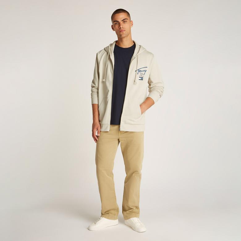 Tommy Jeans Reg Sig Twist Zipthru Ext Erkek Bej Sweatshirt
