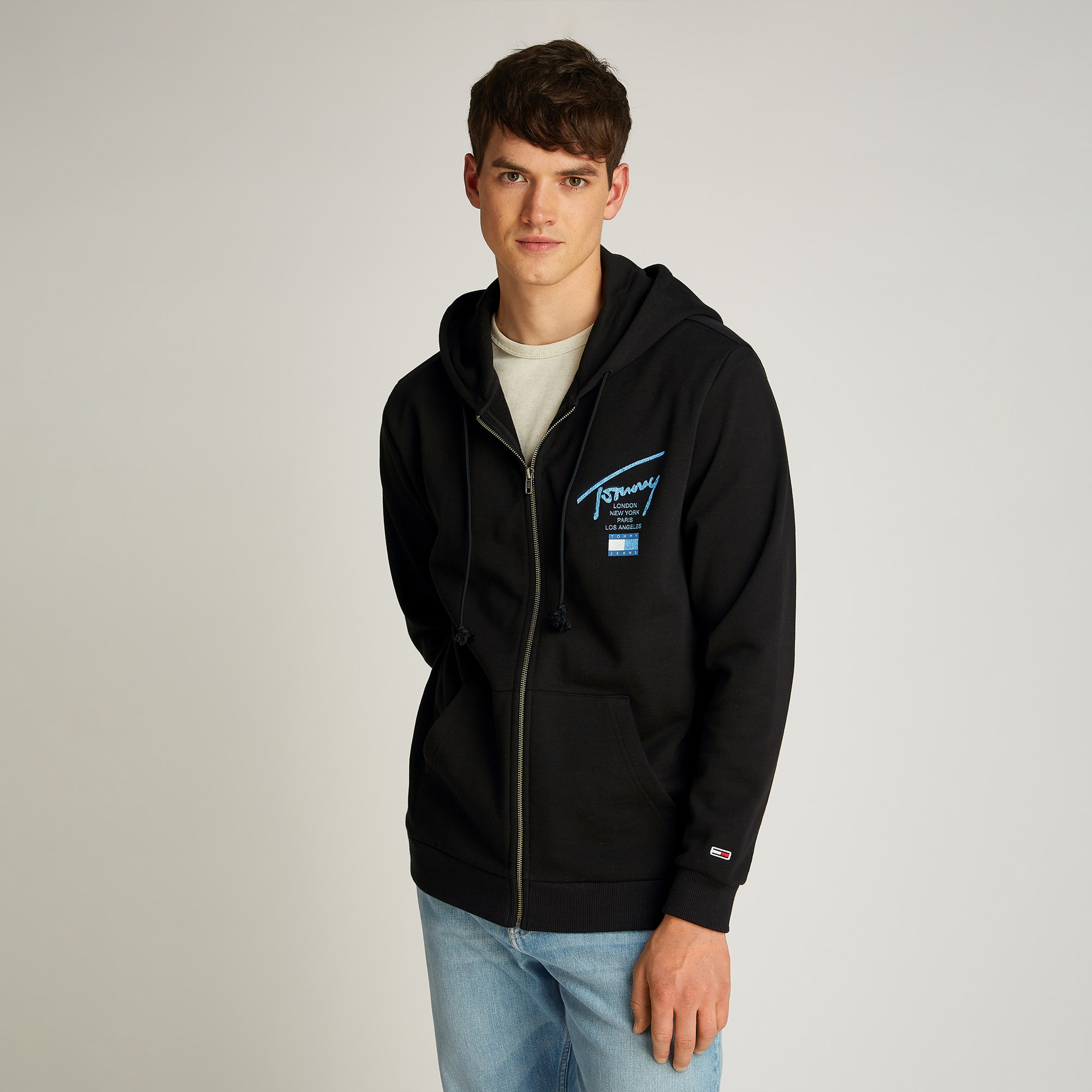 Tommy Jeans Reg Sig Twist Zipthru Ext Erkek Siyah Sweatshirt
