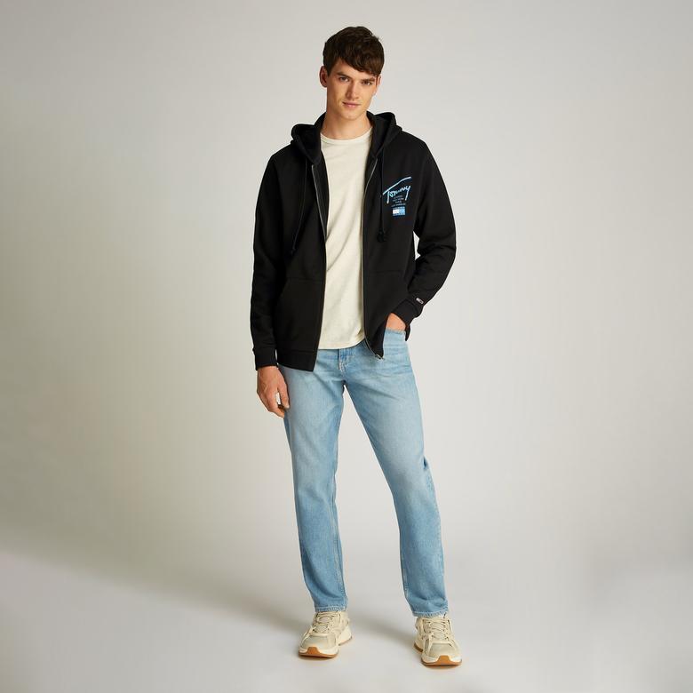 Tommy Jeans Reg Sig Twist Zipthru Ext Erkek Siyah Sweatshirt