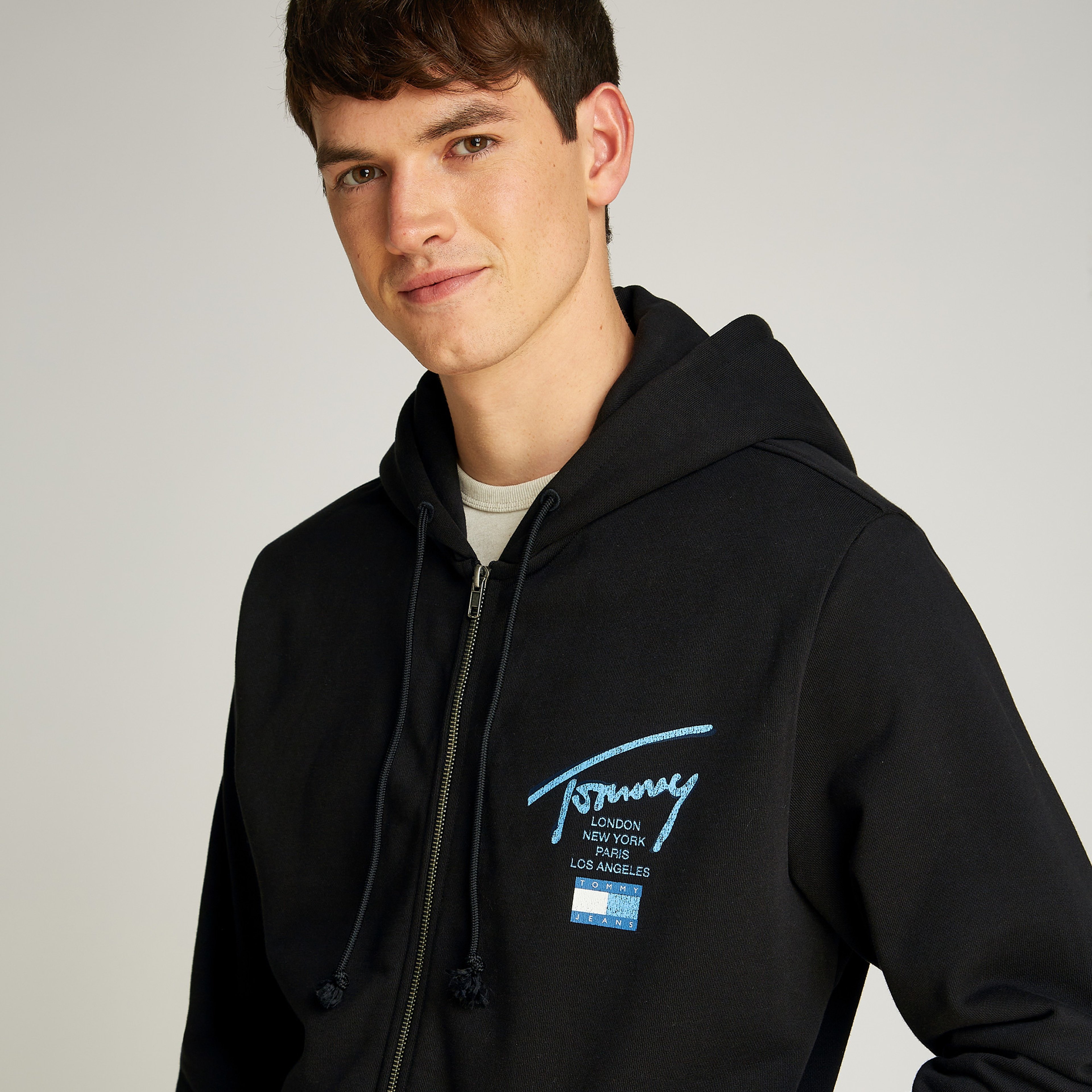 Tommy Jeans Reg Sig Twist Zipthru Ext Erkek Siyah Sweatshirt