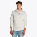 Tommy Jeans Reg Bubble Qrtr Zip Frnt/Bck Erkek Beyaz Sweatshirt