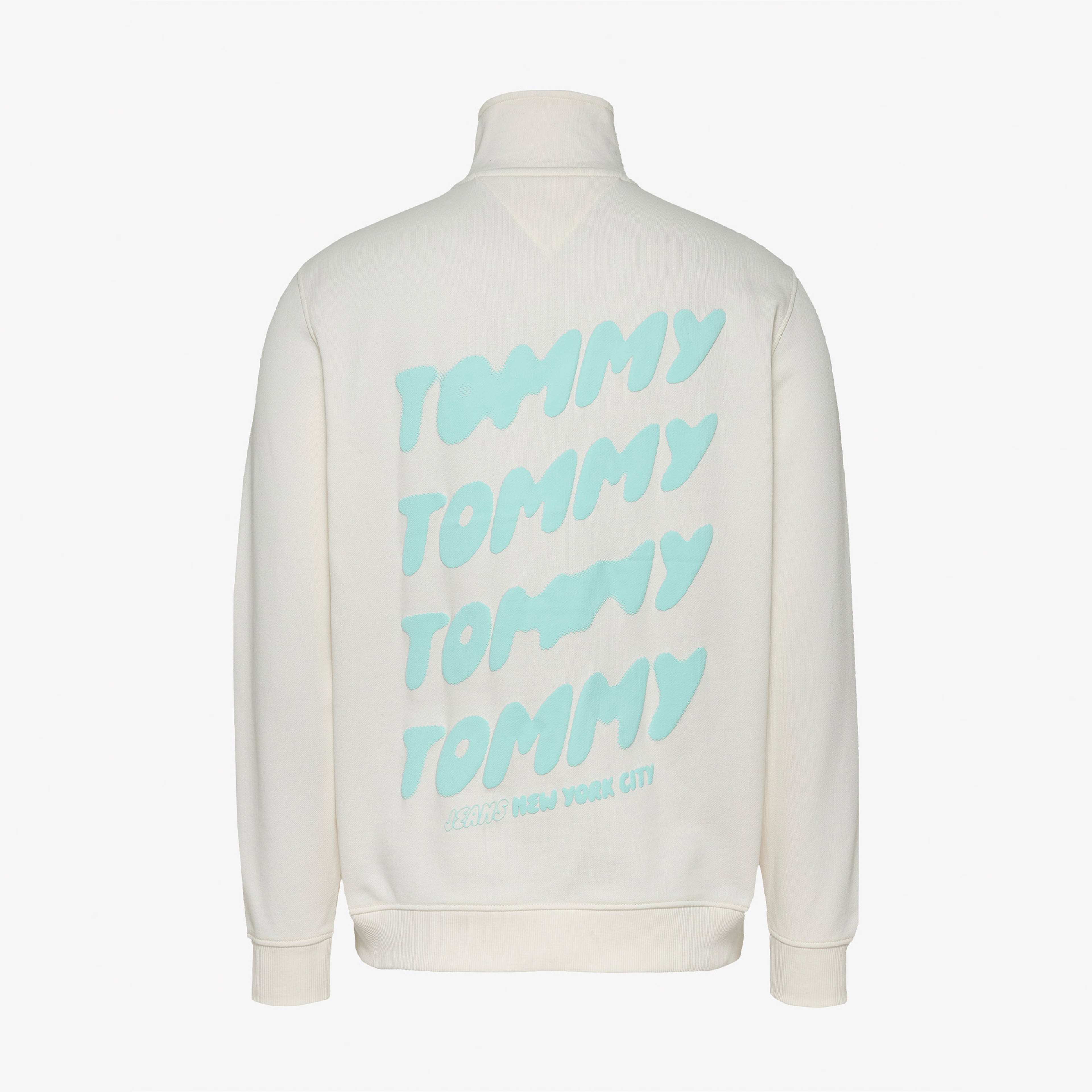 Tommy Jeans Reg Bubble Qrtr Zip Frnt/Bck Erkek Beyaz Sweatshirt