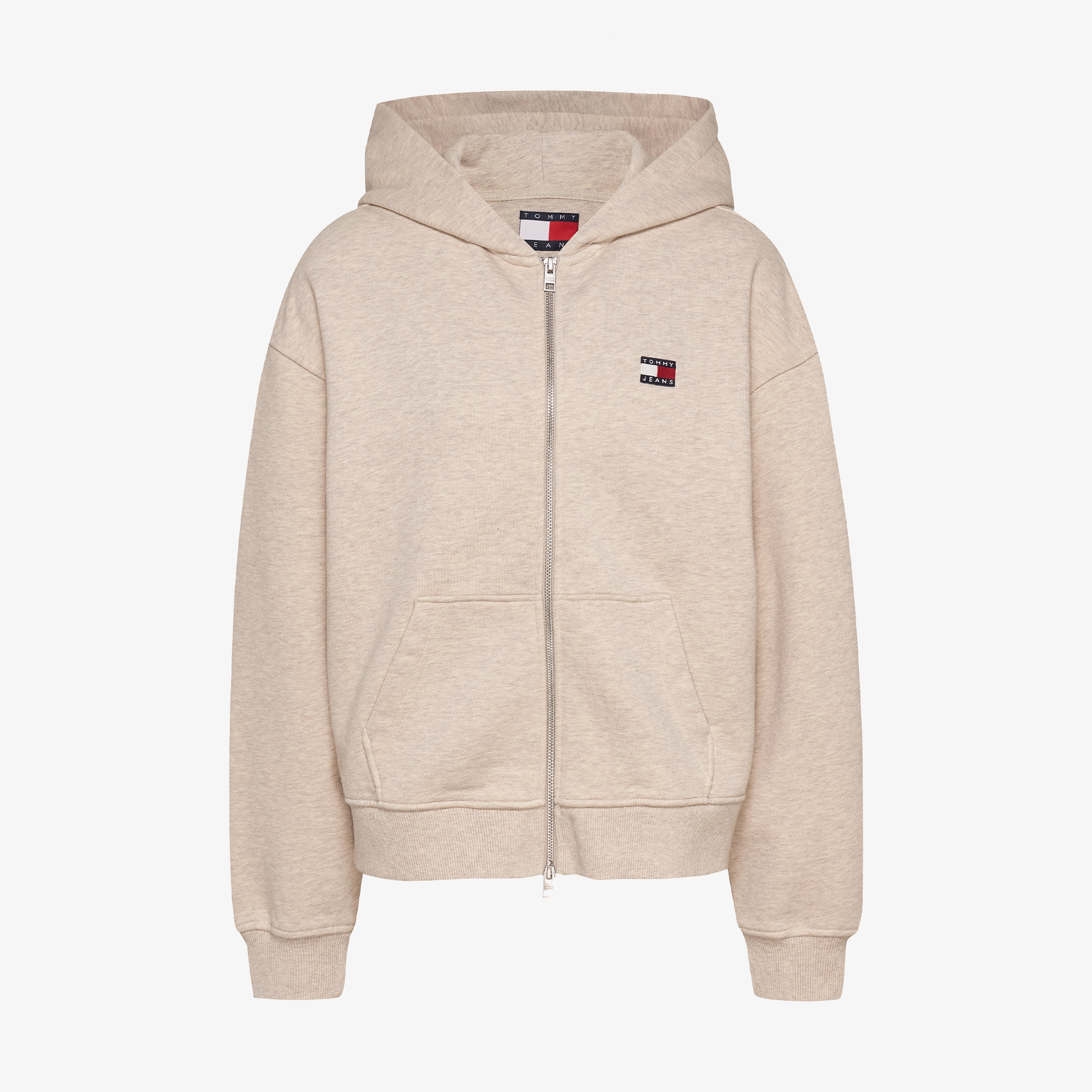 Tommy Jeans Boxy Badge Zip Ext Kadın Bej Sweatshirt