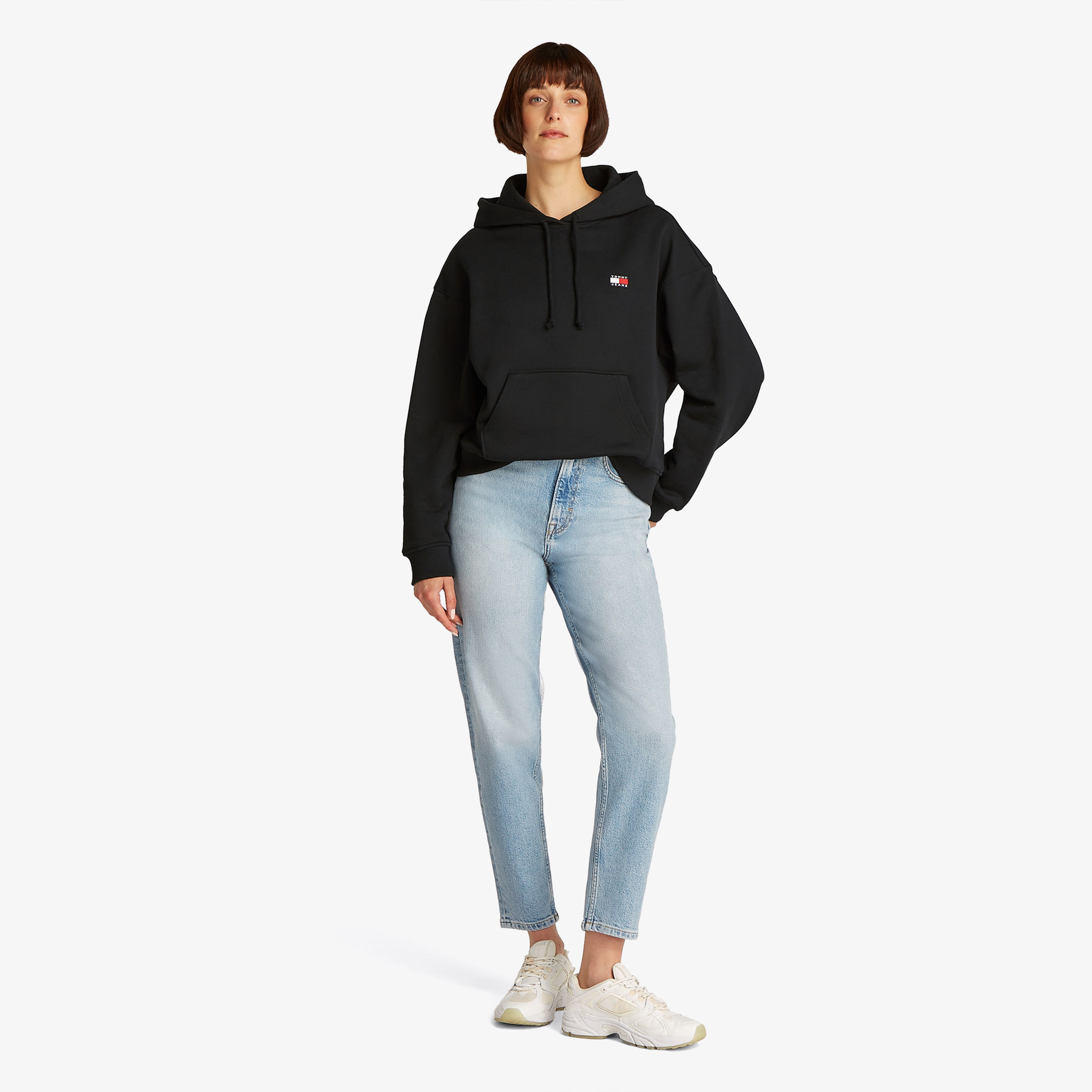 Tommy Jeans Bxy Badge Ext Kadın Siyah Sweatshirt