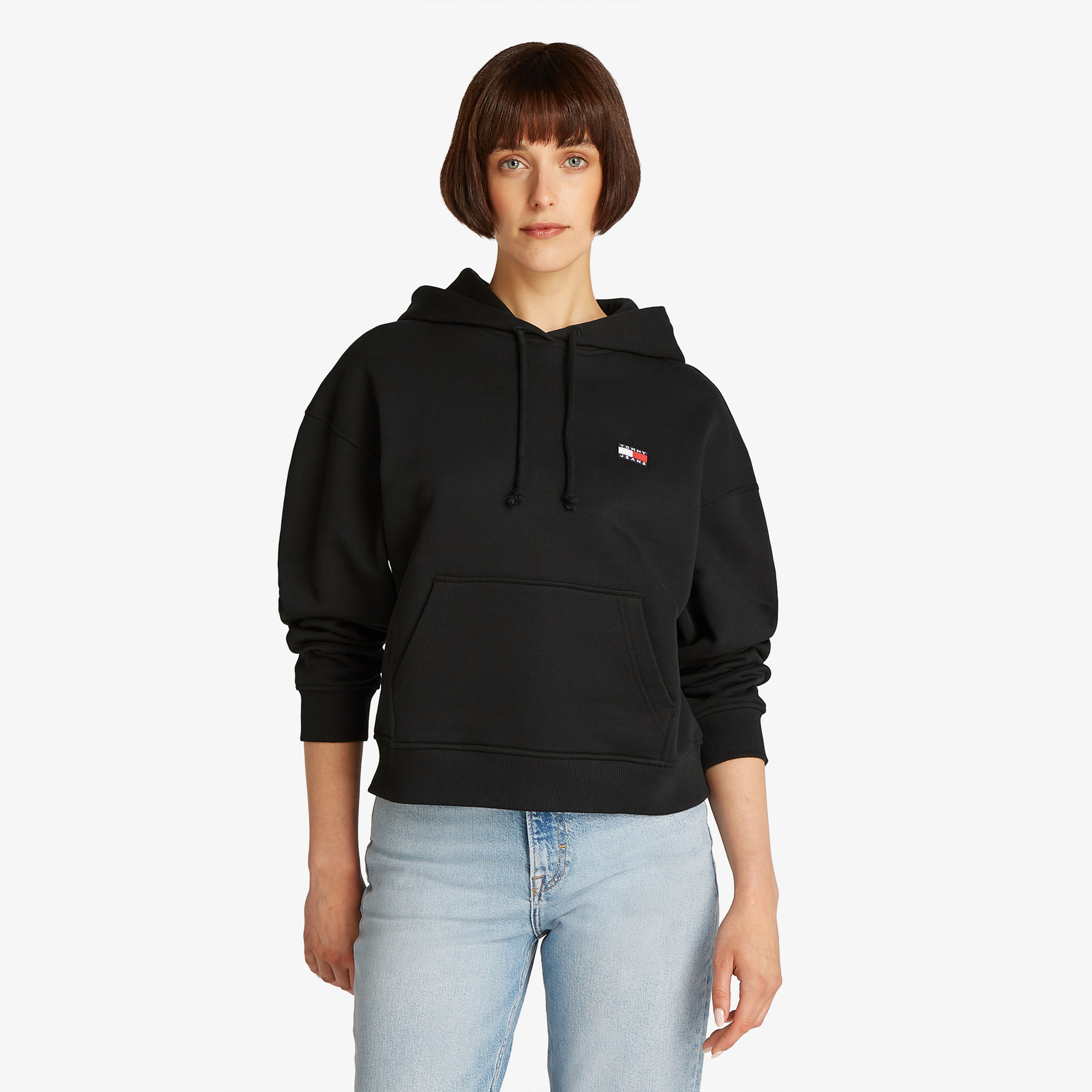 Tommy Jeans Bxy Badge Ext Kadın Siyah Sweatshirt