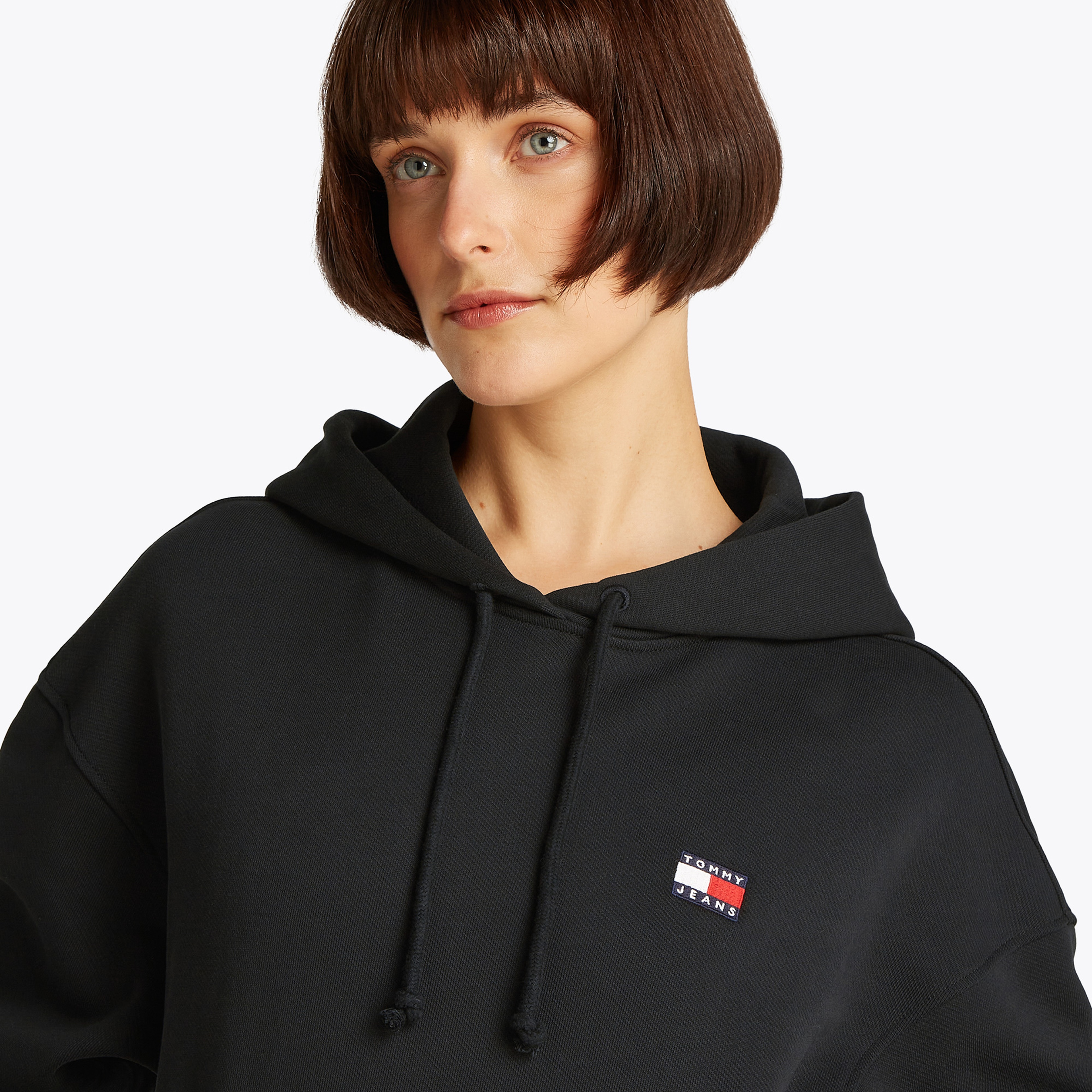 Tommy Jeans Bxy Badge Ext Kadın Siyah Sweatshirt